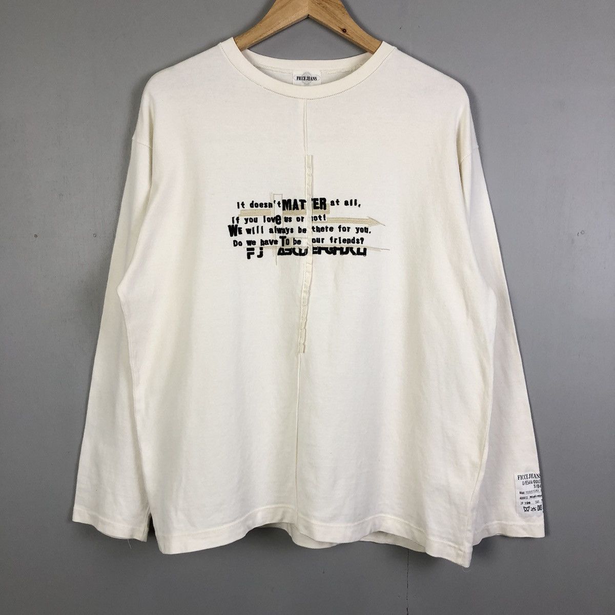 Japanese Brand Ficce Jeans Embroidered LongSleeve Tshirt Size US L / EU 52-54 / 3 - 1 Thumbnail