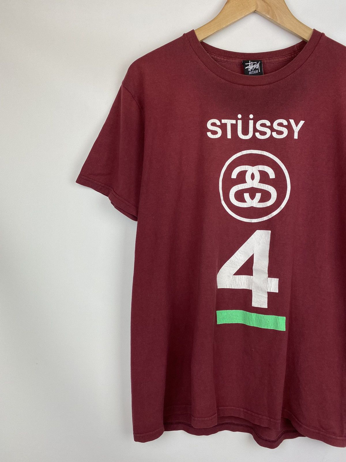Other VTG Stussy men’s big logo distressed t shirt size M burgundy Size US M / EU 48-50 / 2 - 2 Thumbnail