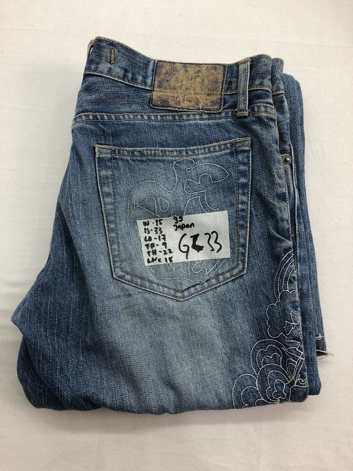 PPFM Rare Japanese PPFM Guitar Free Peace Design Denim Size US 35 - 22 Thumbnail