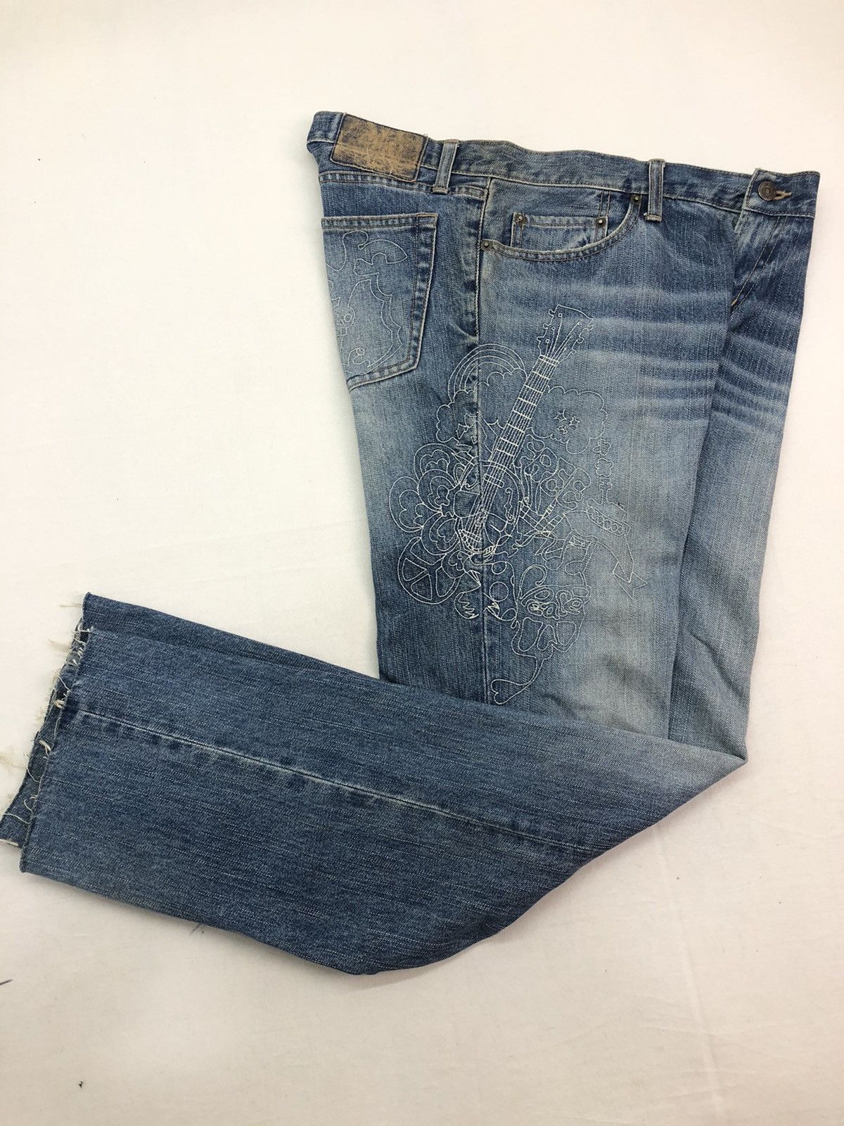 PPFM Rare Japanese PPFM Guitar Free Peace Design Denim Size US 35 - 20 Thumbnail