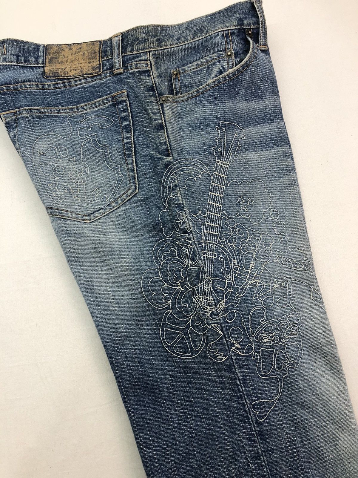 PPFM Rare Japanese PPFM Guitar Free Peace Design Denim Size US 35 - 11 Thumbnail
