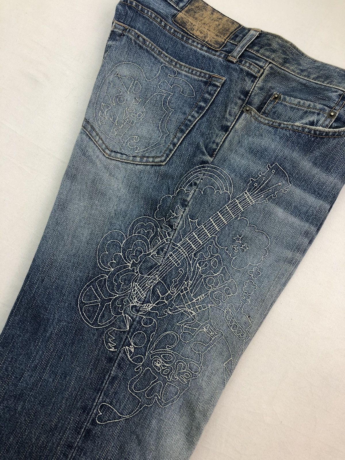 PPFM Rare Japanese PPFM Guitar Free Peace Design Denim Size US 35 - 12 Thumbnail
