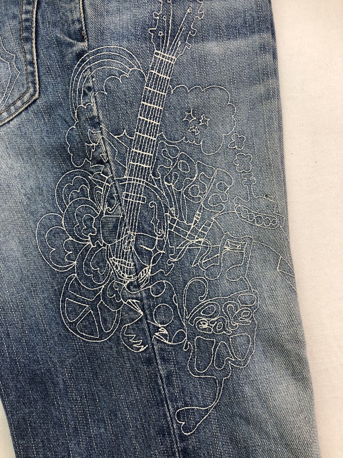 PPFM Rare Japanese PPFM Guitar Free Peace Design Denim Size US 35 - 14 Thumbnail