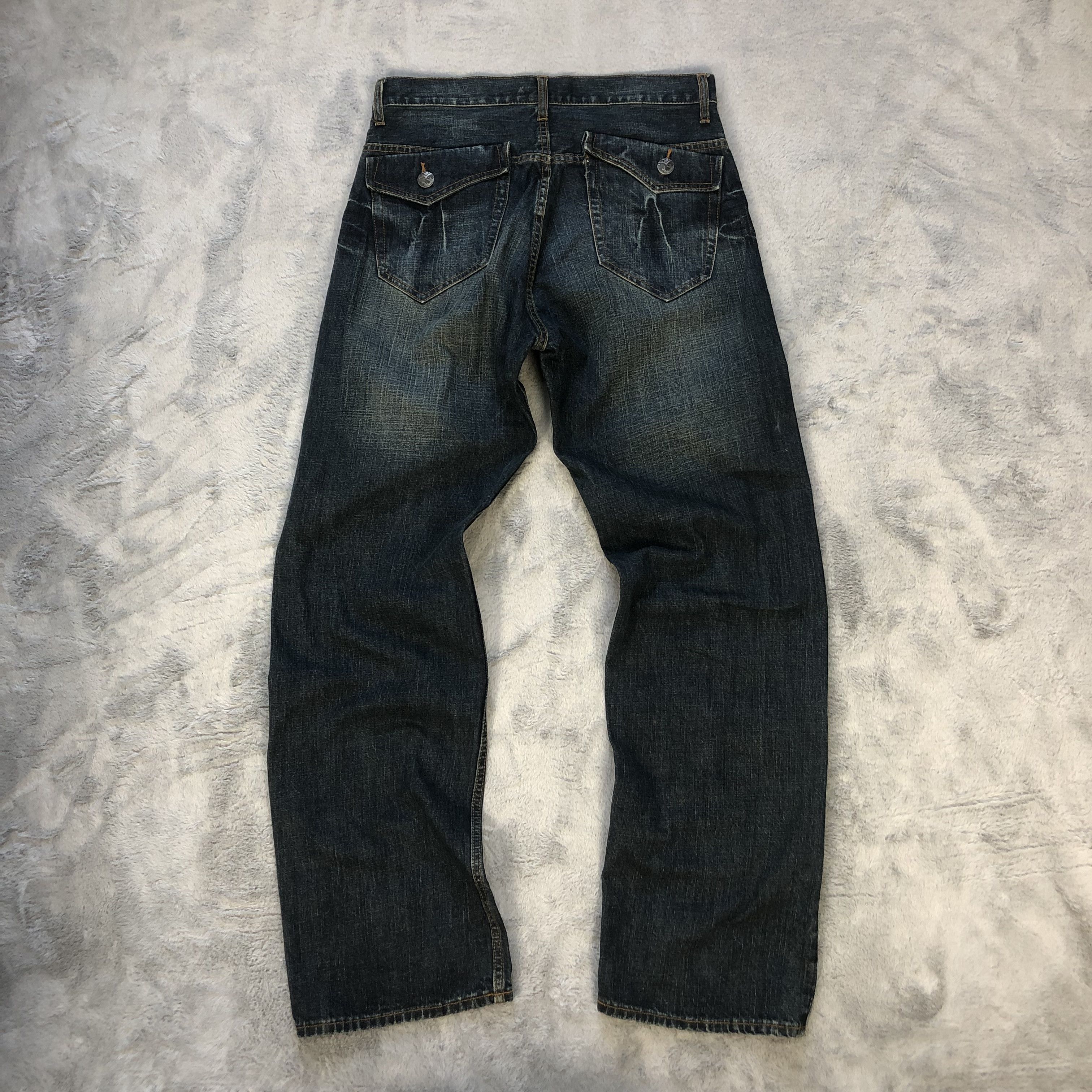 Japanese Brand JAPANESED TRADITIONAL KOI FISH PRINTED DENIM PANT #6391-221 Size US 33 - 9 Thumbnail