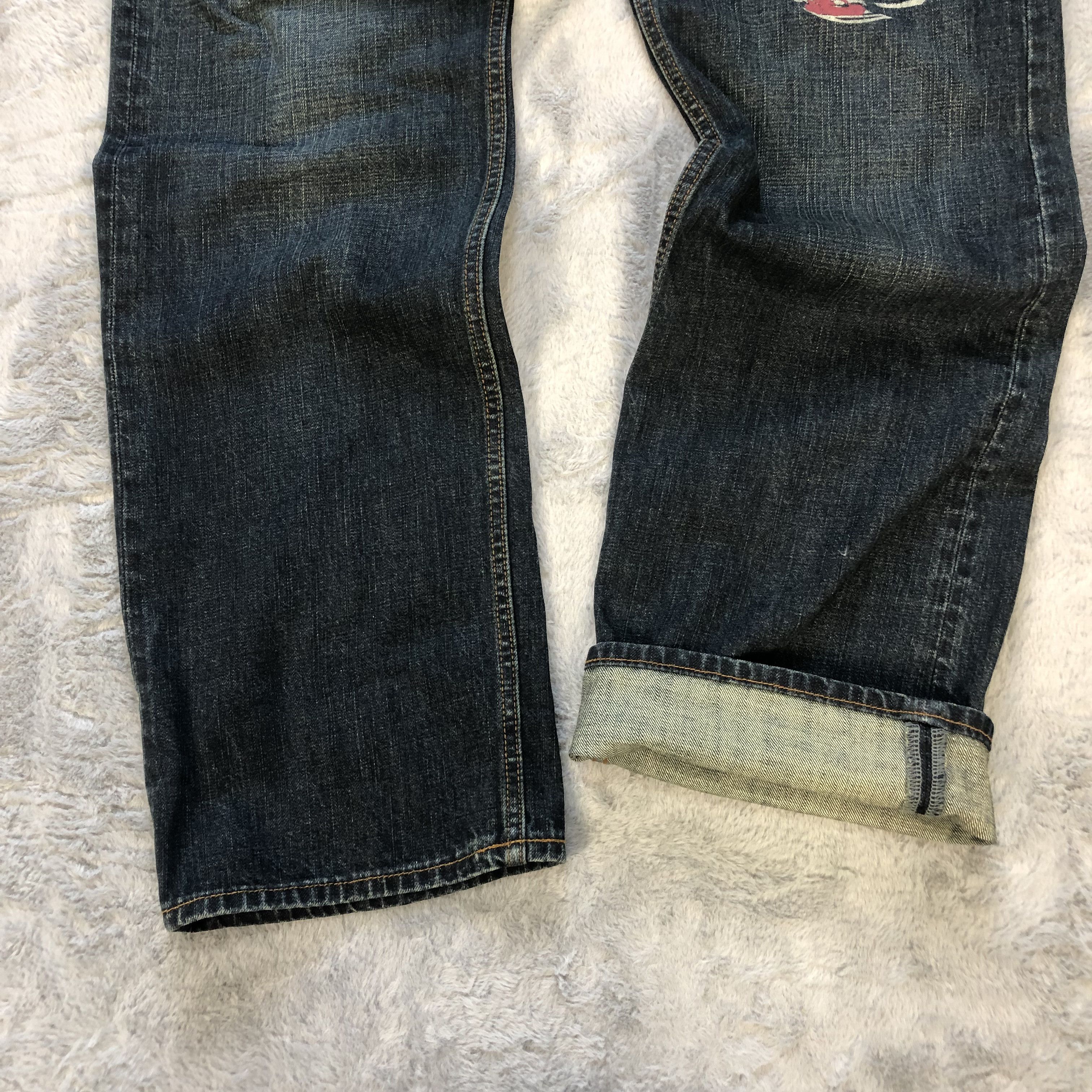 Japanese Brand JAPANESED TRADITIONAL KOI FISH PRINTED DENIM PANT #6391-221 Size US 33 - 6 Thumbnail