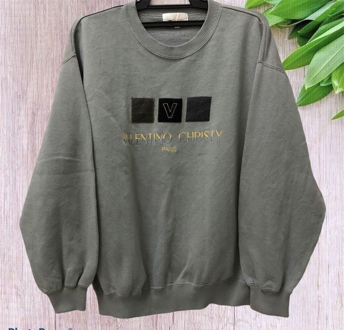 image of Valentino Christy Paris Sweatshirt Big Logo in Light Green, Men's (Size Large)