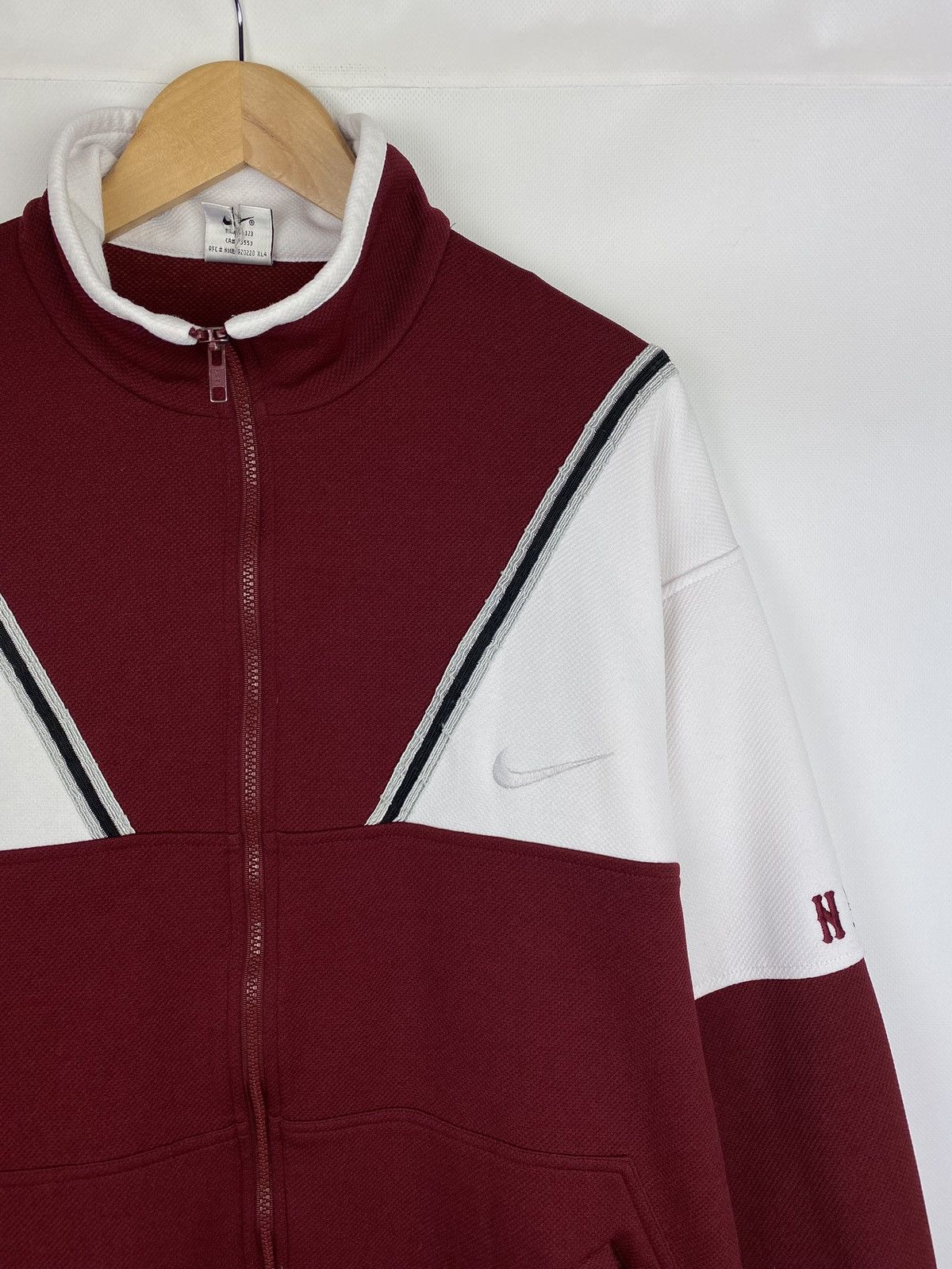 Nike × Vintage VTG 90s Nike Y2K full zip men’s track top size M burgundy Size US M / EU 48-50 / 2 - 5 Thumbnail