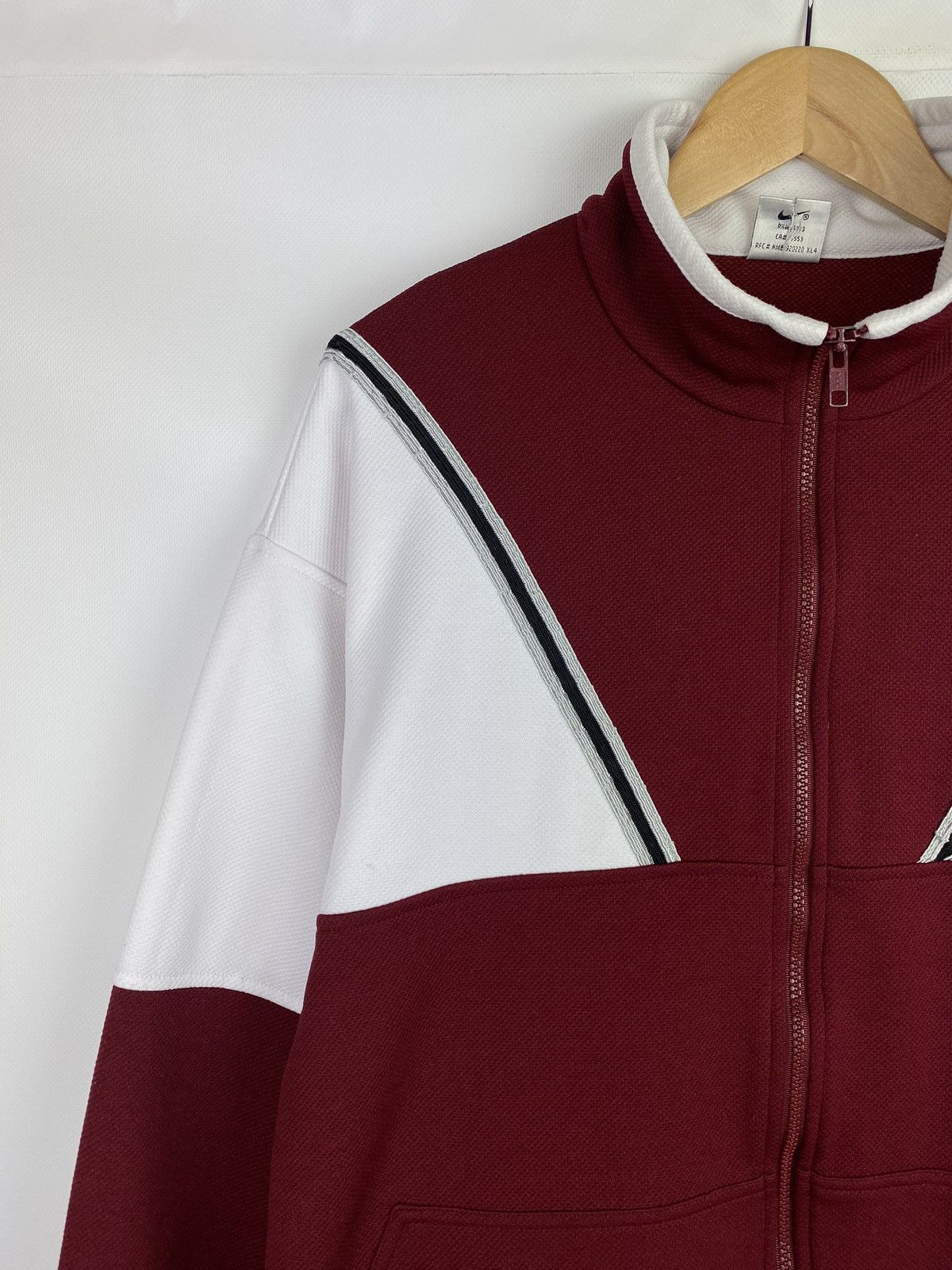Nike × Vintage VTG 90s Nike Y2K full zip men’s track top size M burgundy Size US M / EU 48-50 / 2 - 4 Thumbnail