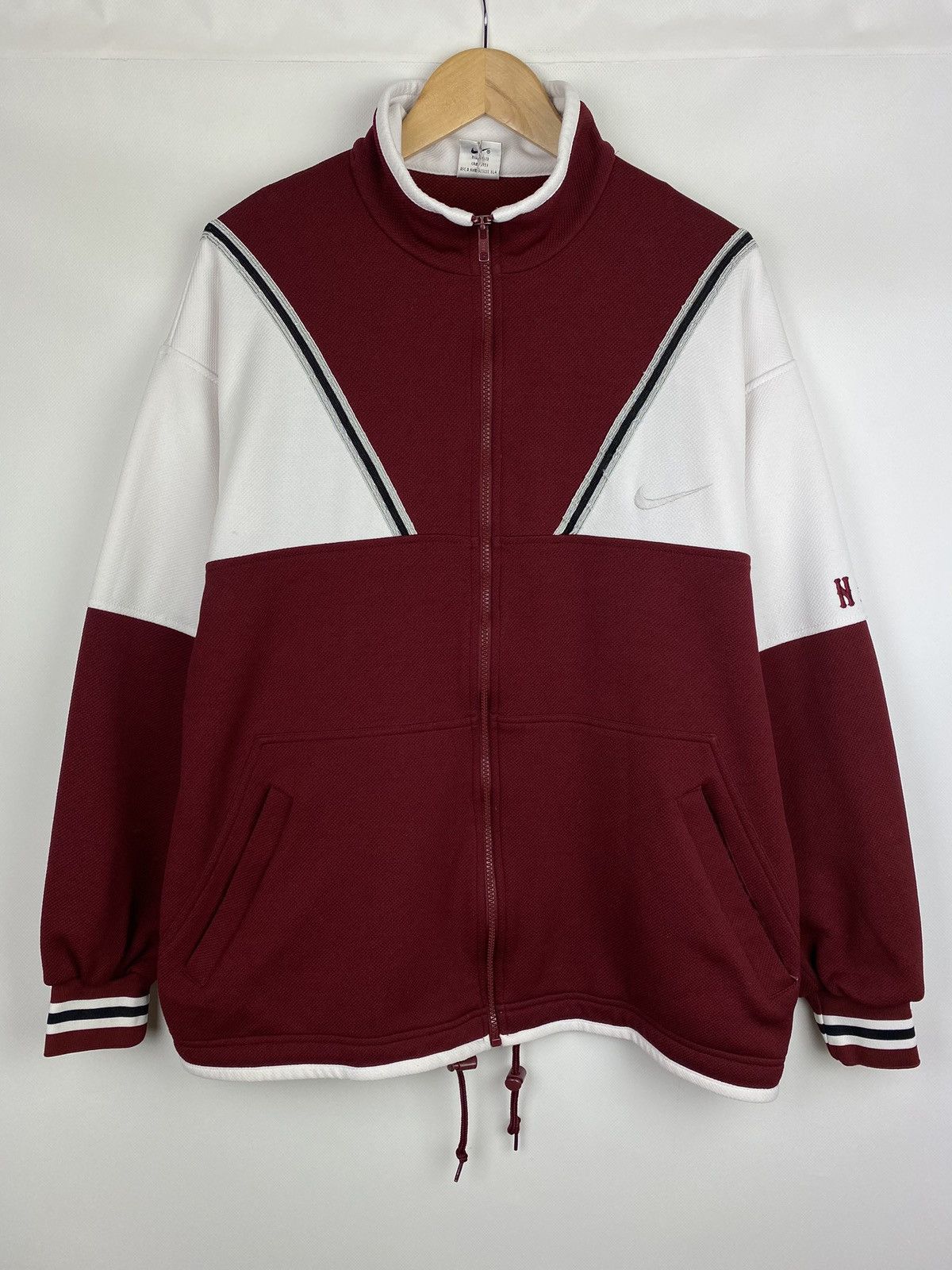 Nike × Vintage VTG 90s Nike Y2K full zip men’s track top size M burgundy Size US M / EU 48-50 / 2 - 1 Thumbnail