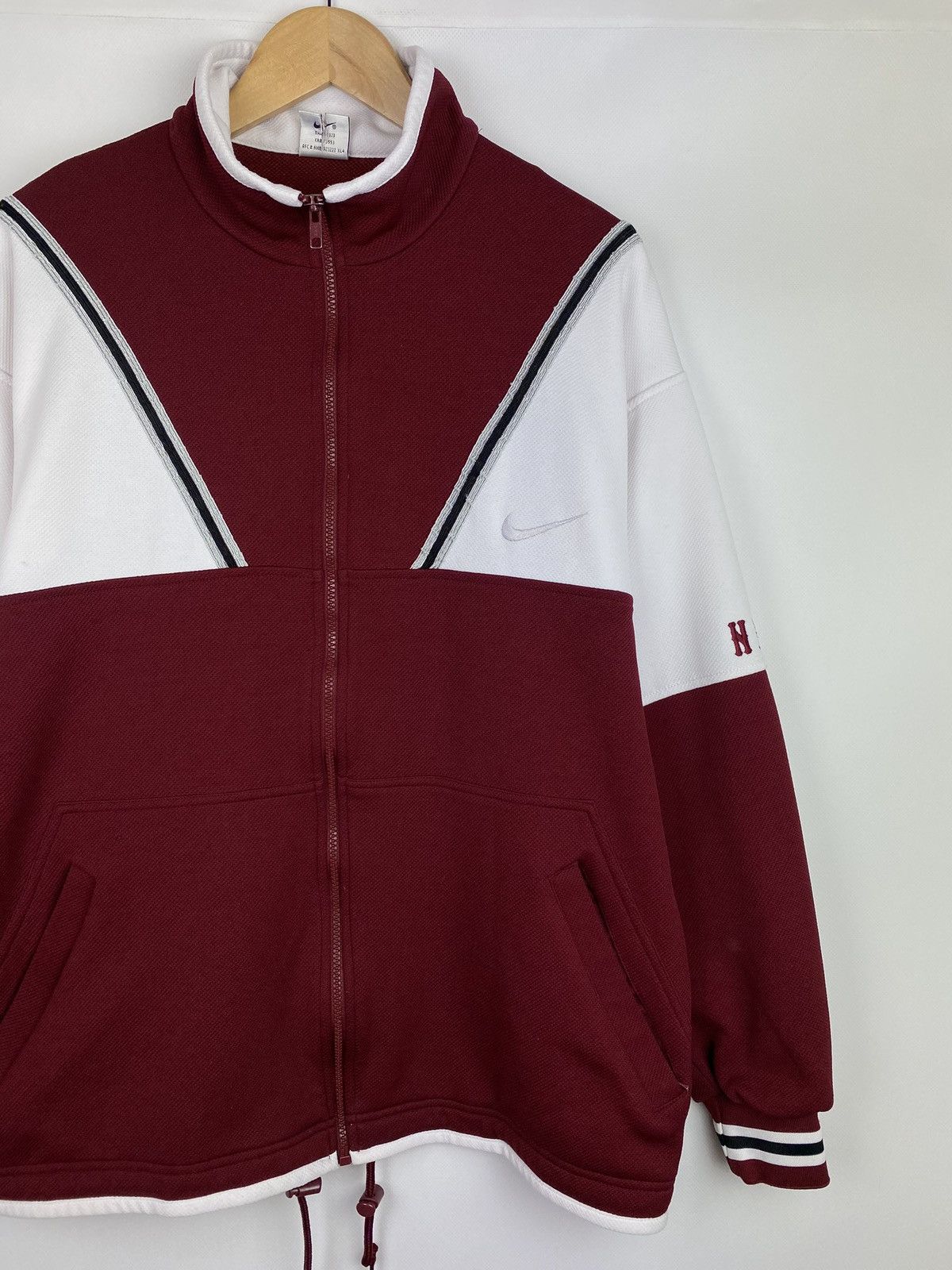 Nike × Vintage VTG 90s Nike Y2K full zip men’s track top size M burgundy Size US M / EU 48-50 / 2 - 3 Thumbnail
