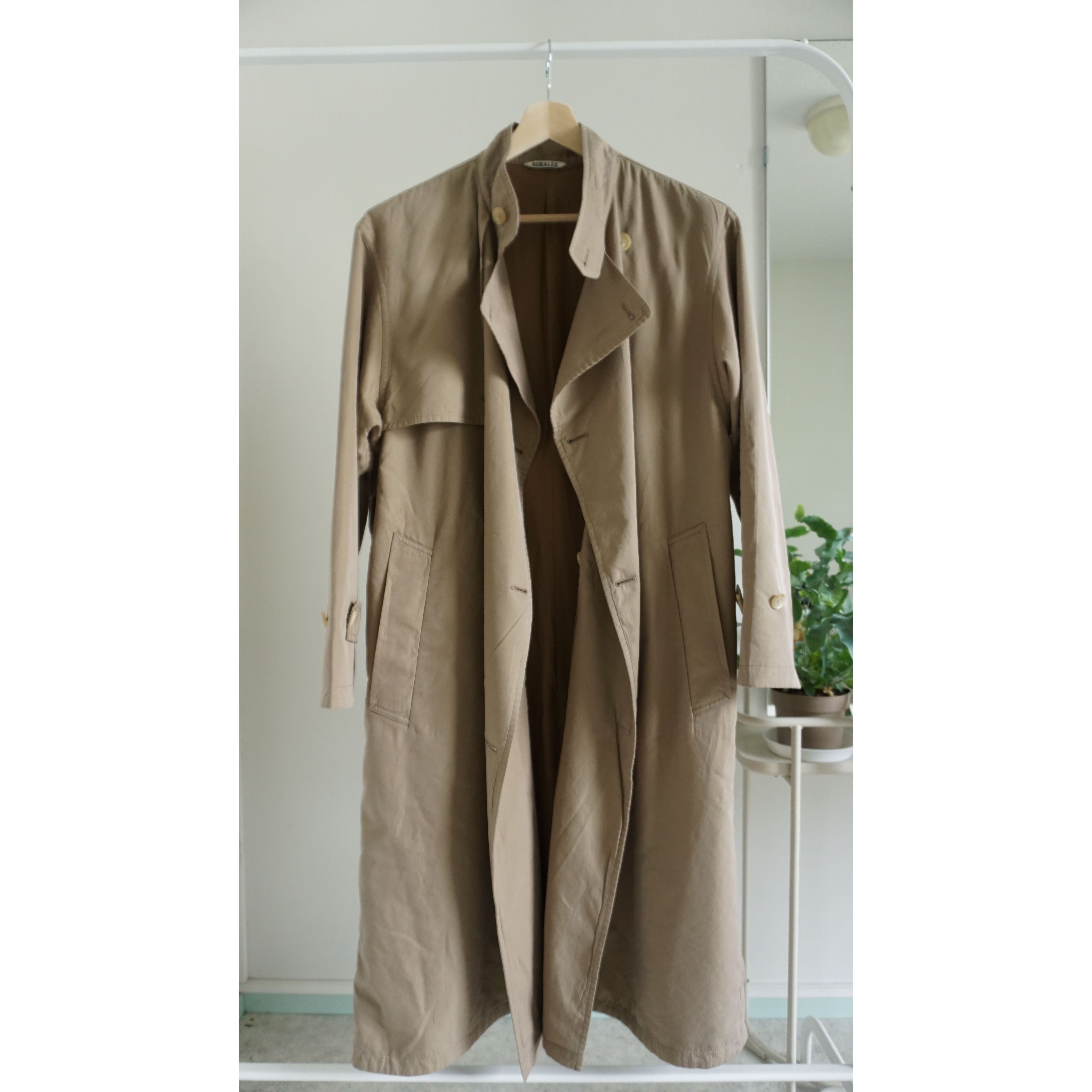 auralee washed finx cupro twill long coat