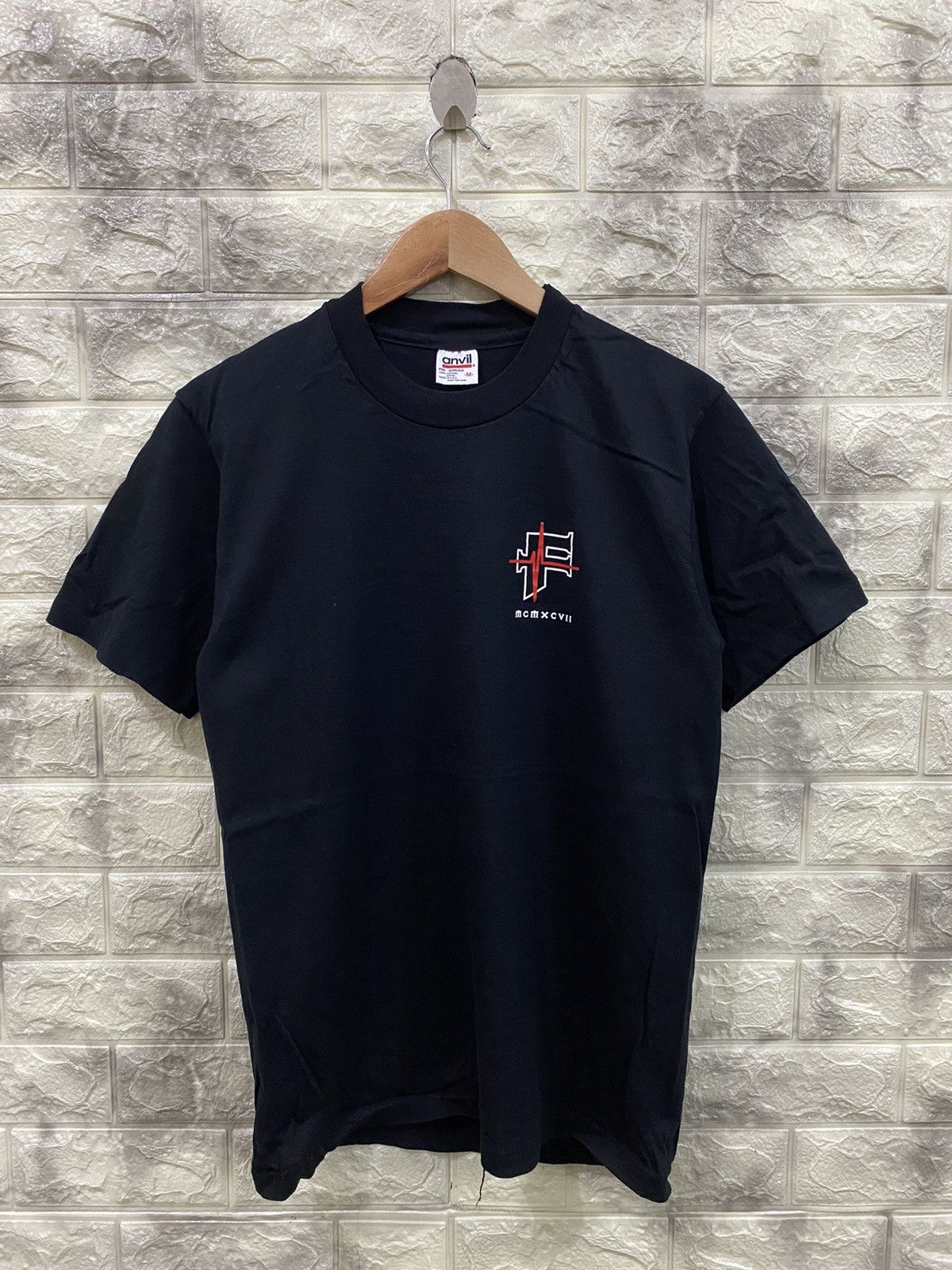 Anvil × Vintage Vintage 90’s MCMXCVII Black T-shirt Size US M / EU 48-50 / 2 - 1 Thumbnail