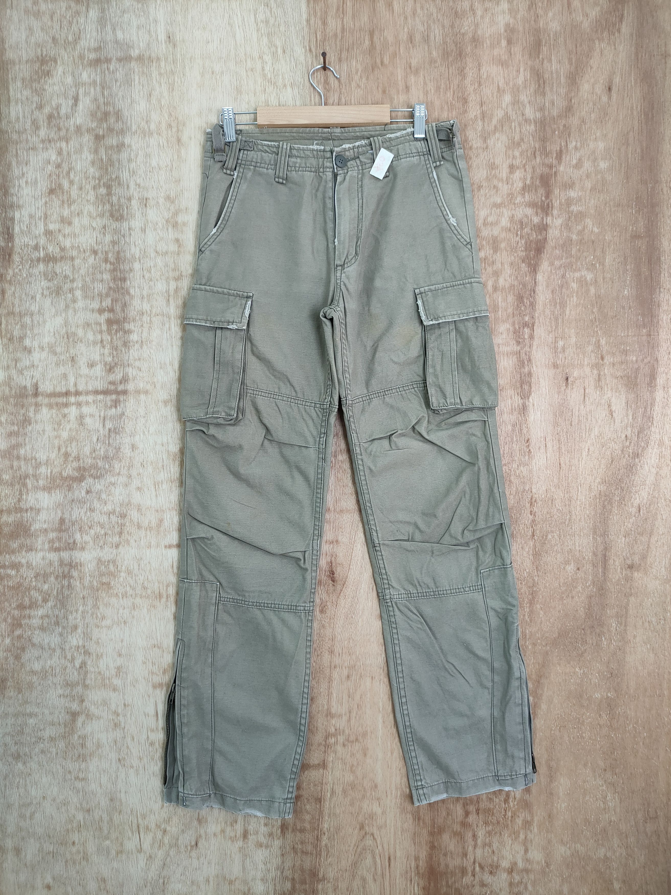 image of Vintage Jungle Storm Faded Cargo Pants Multipocket Streetwear 450Dl in Faded Green, Men's (Size 30)