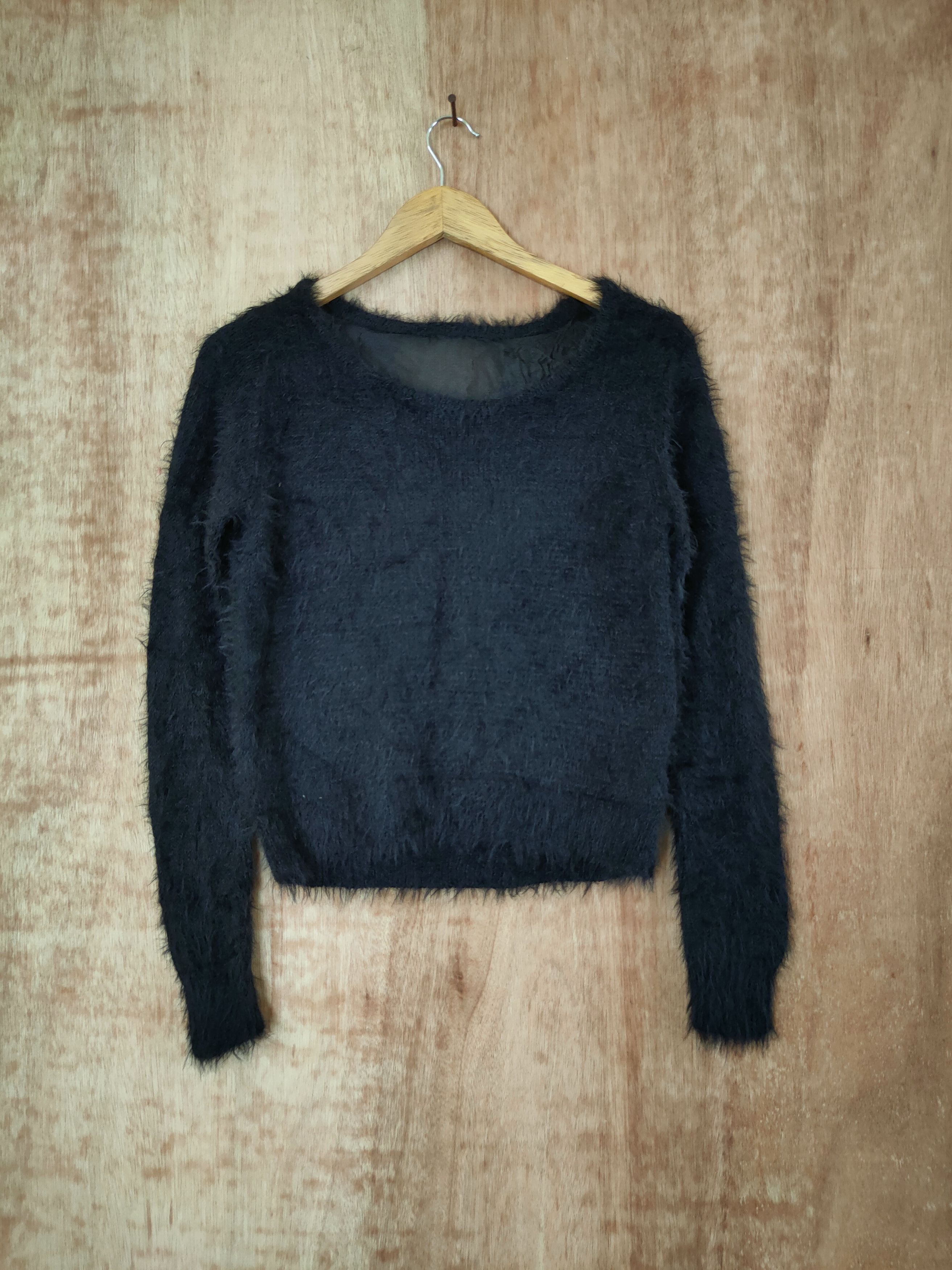 Homespun Knitwear D Cecil Mc Bee soft fur mohair shaggy black knitwear #46-546 Size M / US 6-8 / IT 42-44 - 6 Thumbnail