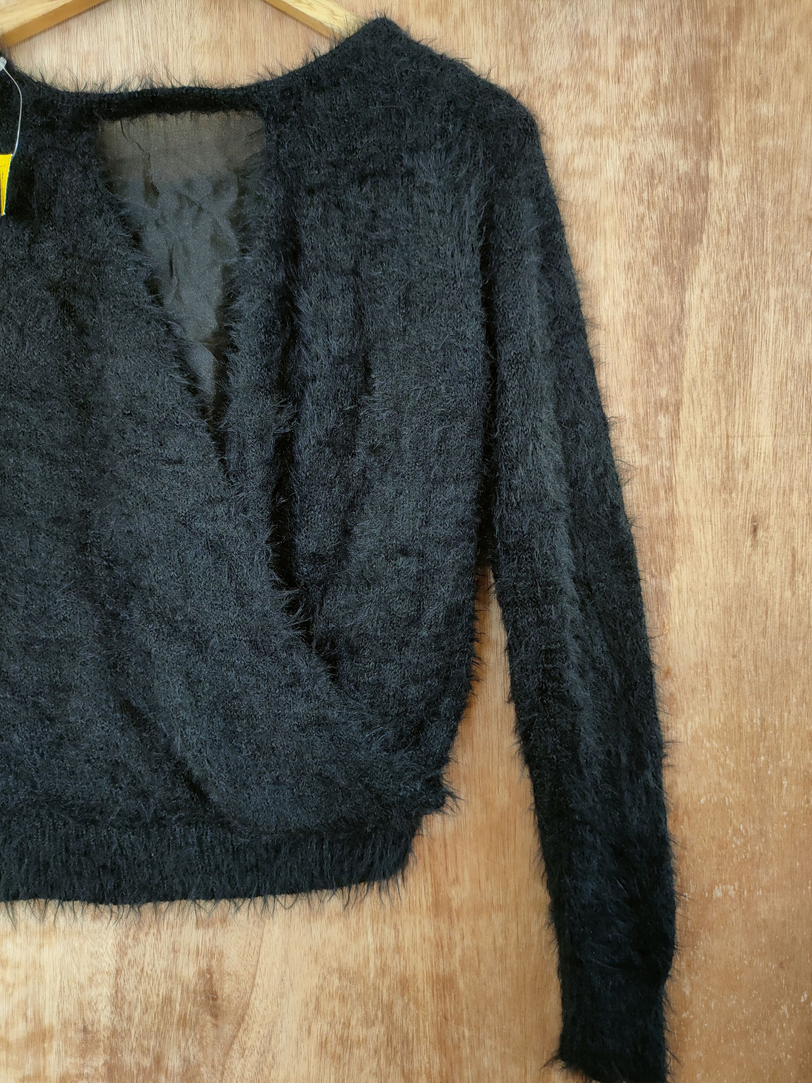 Homespun Knitwear D Cecil Mc Bee soft fur mohair shaggy black knitwear #46-546 Size M / US 6-8 / IT 42-44 - 3 Thumbnail