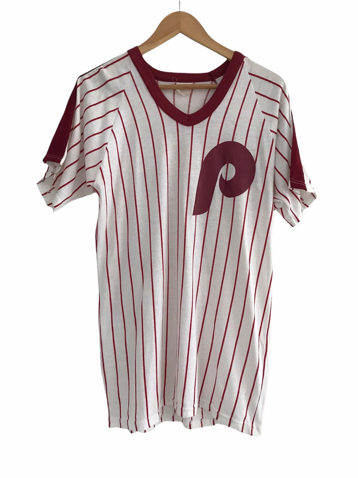 MLB Vintage 80s Philadelphia Phillies Red Striped Cotton Jersey Size US L / EU 52-54 / 3 - 1 Thumbnail