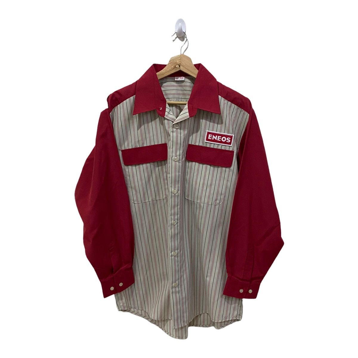 image of Movie x Racing Vintage Racing Eneos Button Up Work Shirt Japan in Red, Men's (Size XL)