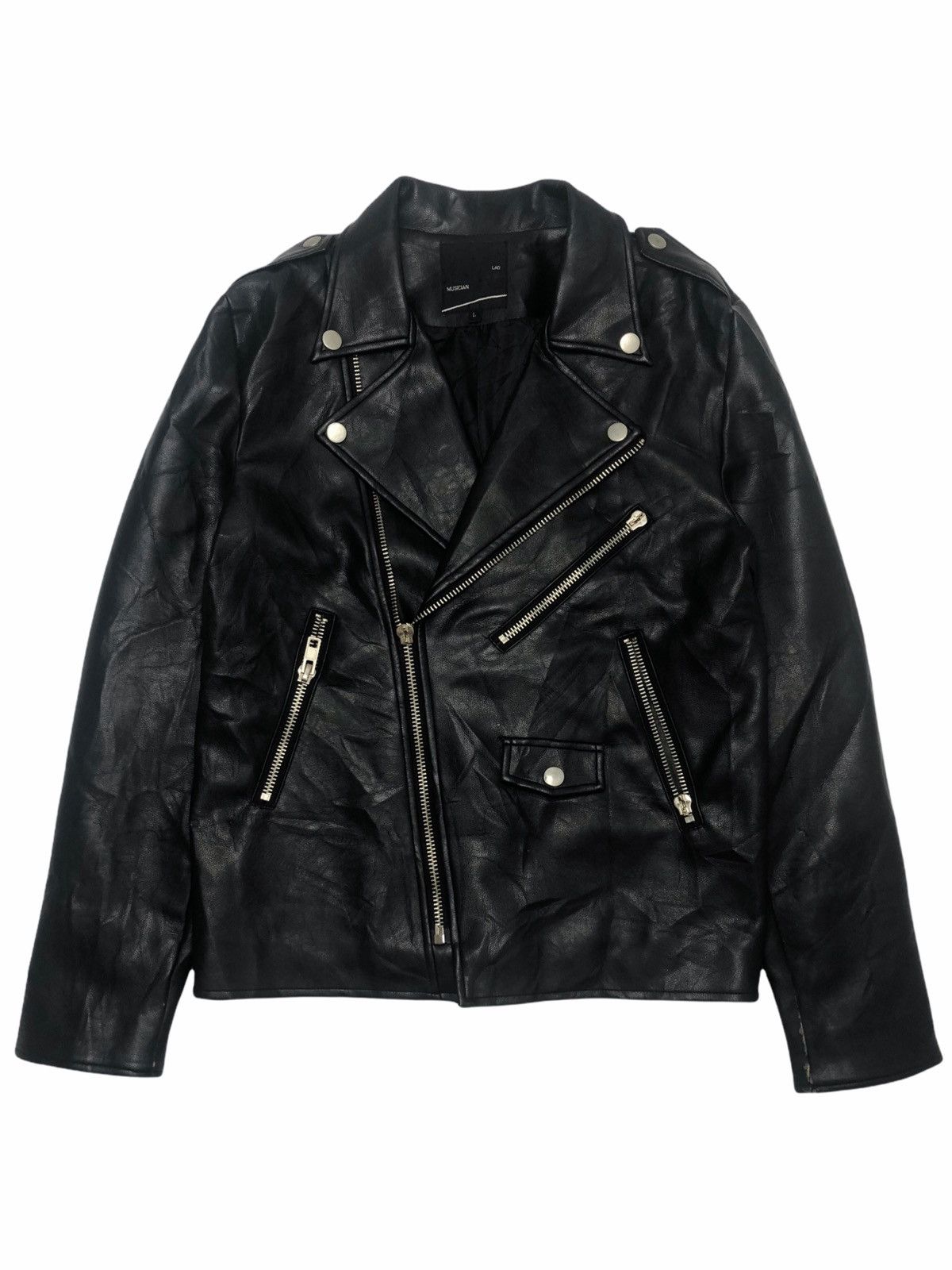 image of 2000S Lad Musician - Pu Leather Jacket in Black, Men's (Size Large)
