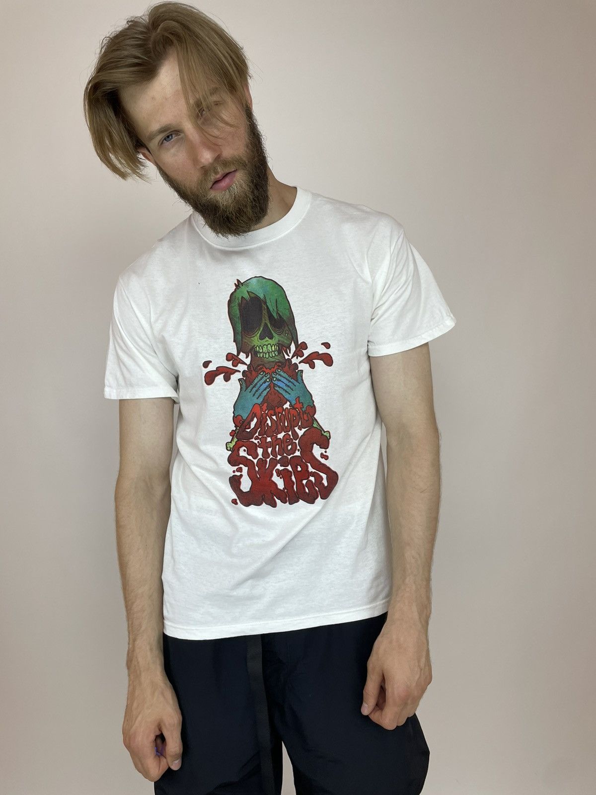 Fruit Of The Loom × Vintage FRUIT of the LOOM Disrupt the Skies T-shirt Mens size Large Size US L / EU 52-54 / 3 - 3 Thumbnail