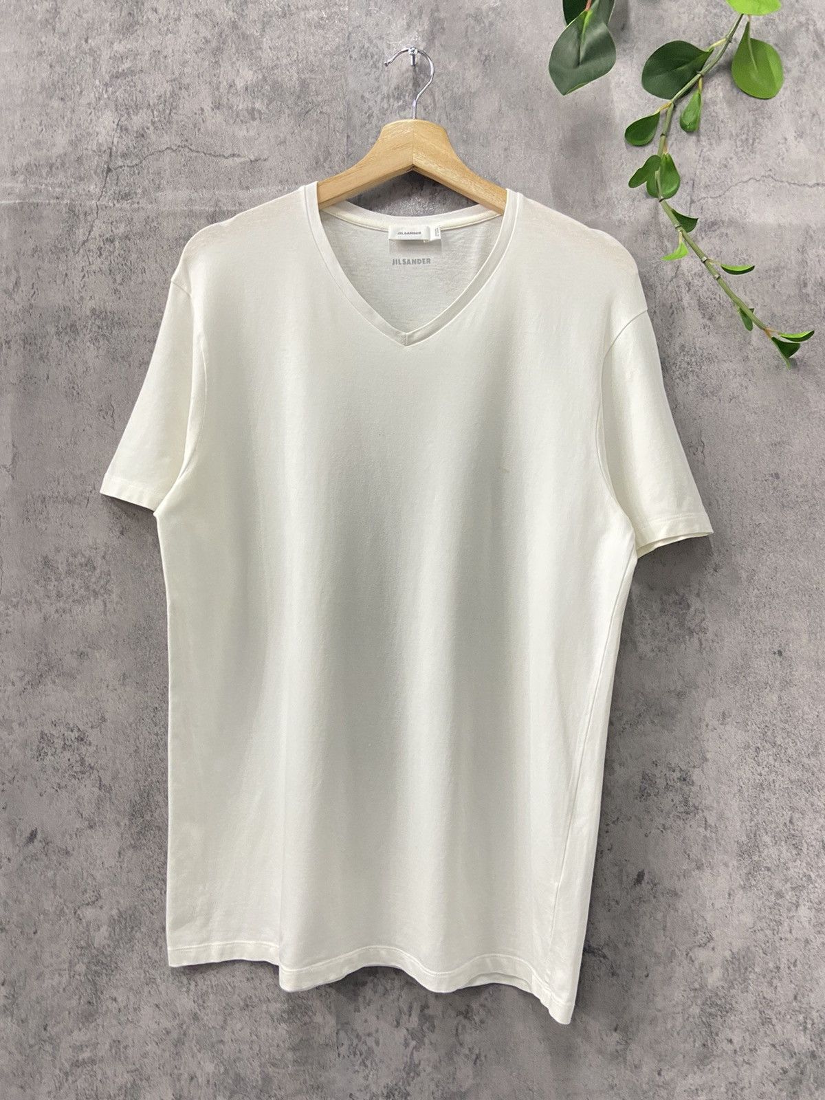 Jil Sander Jil Sander V Neck Plain Stretchable Tshirt Size US M / EU 48-50 / 2 - 1 Thumbnail