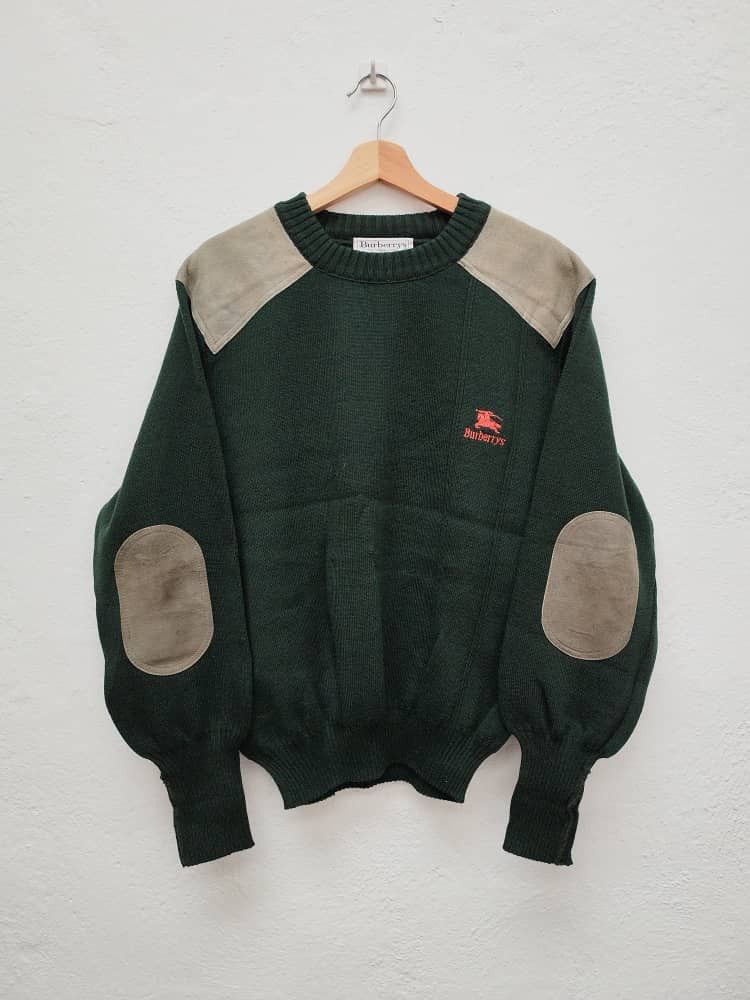 Burberry × Burberry Prorsum Vintage 80s Burberry's Army Green Wool Knitwear Size US L / EU 52-54 / 3 - 2 Thumbnail