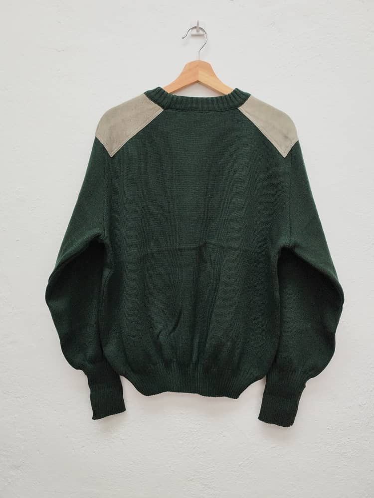 Burberry × Burberry Prorsum Vintage 80s Burberry's Army Green Wool Knitwear Size US L / EU 52-54 / 3 - 6 Thumbnail