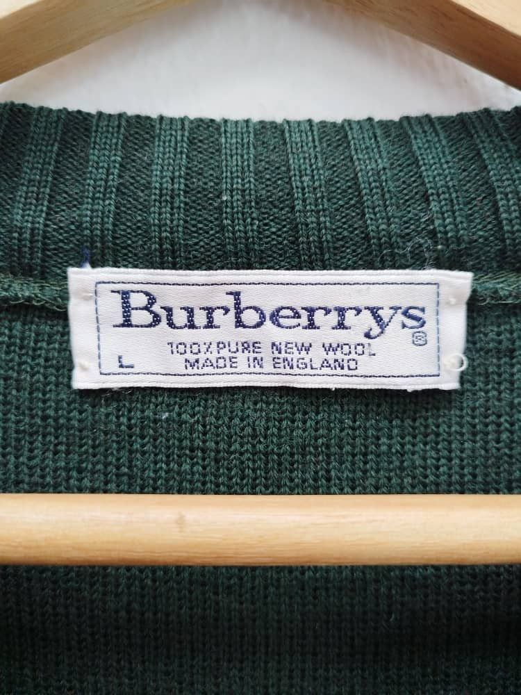Burberry × Burberry Prorsum Vintage 80s Burberry's Army Green Wool Knitwear Size US L / EU 52-54 / 3 - 7 Thumbnail