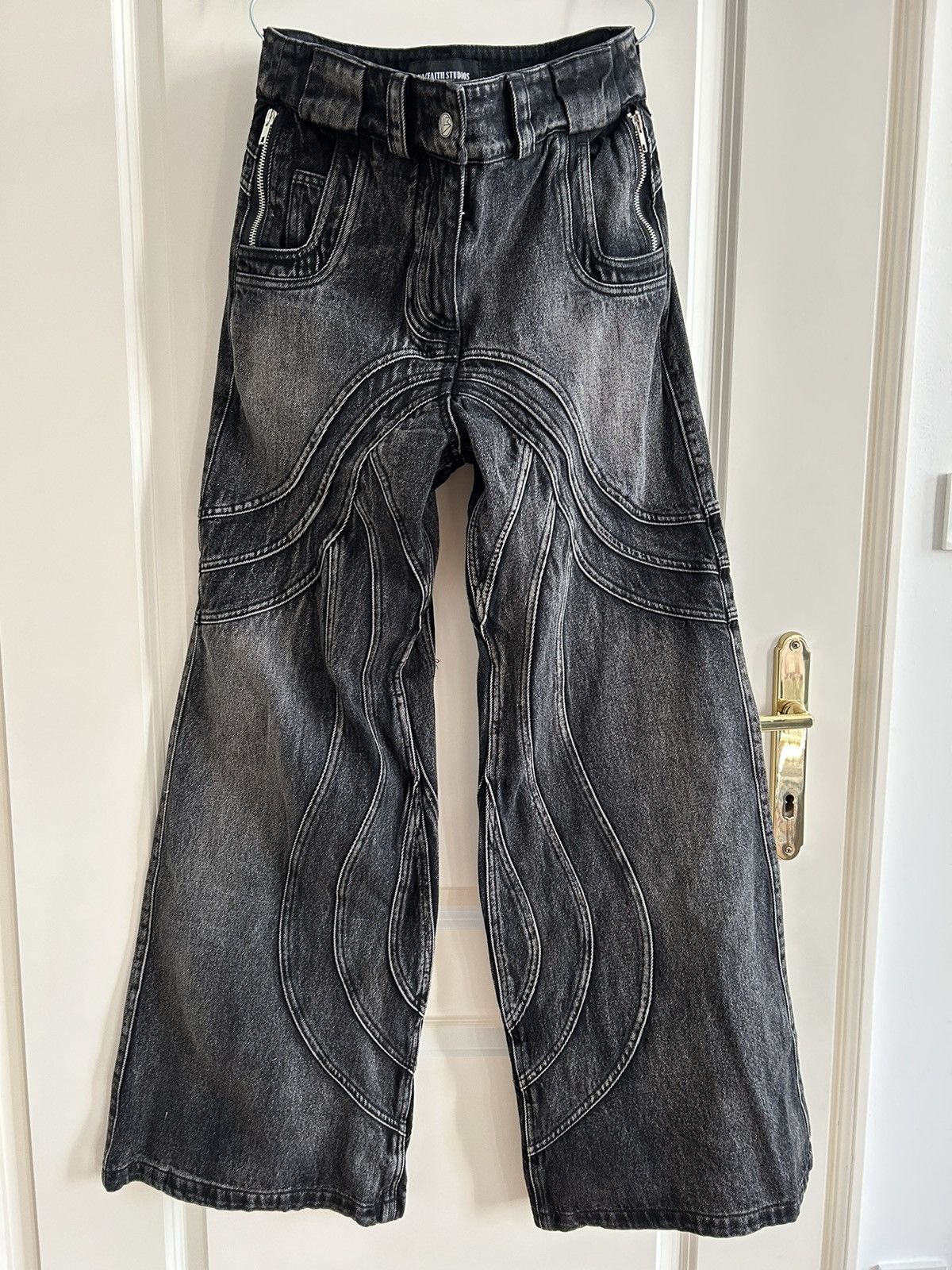 美品 NO/FAITH STUDIOS BLACK WAVE DENIM