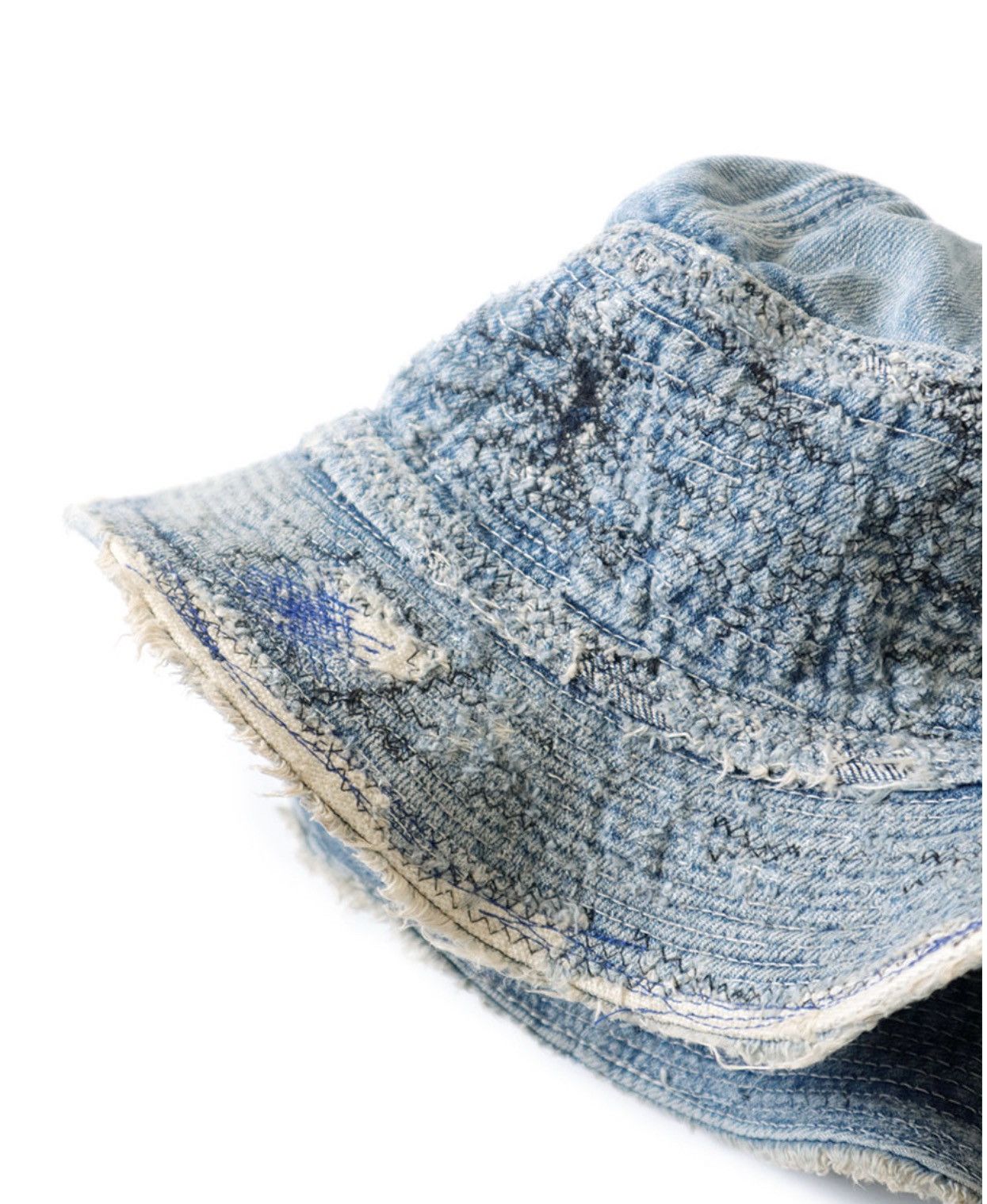 Kapital Kapital Old Man And The Sea Crushed Denim Bucket Hat Size ONE SIZE - 7 Thumbnail