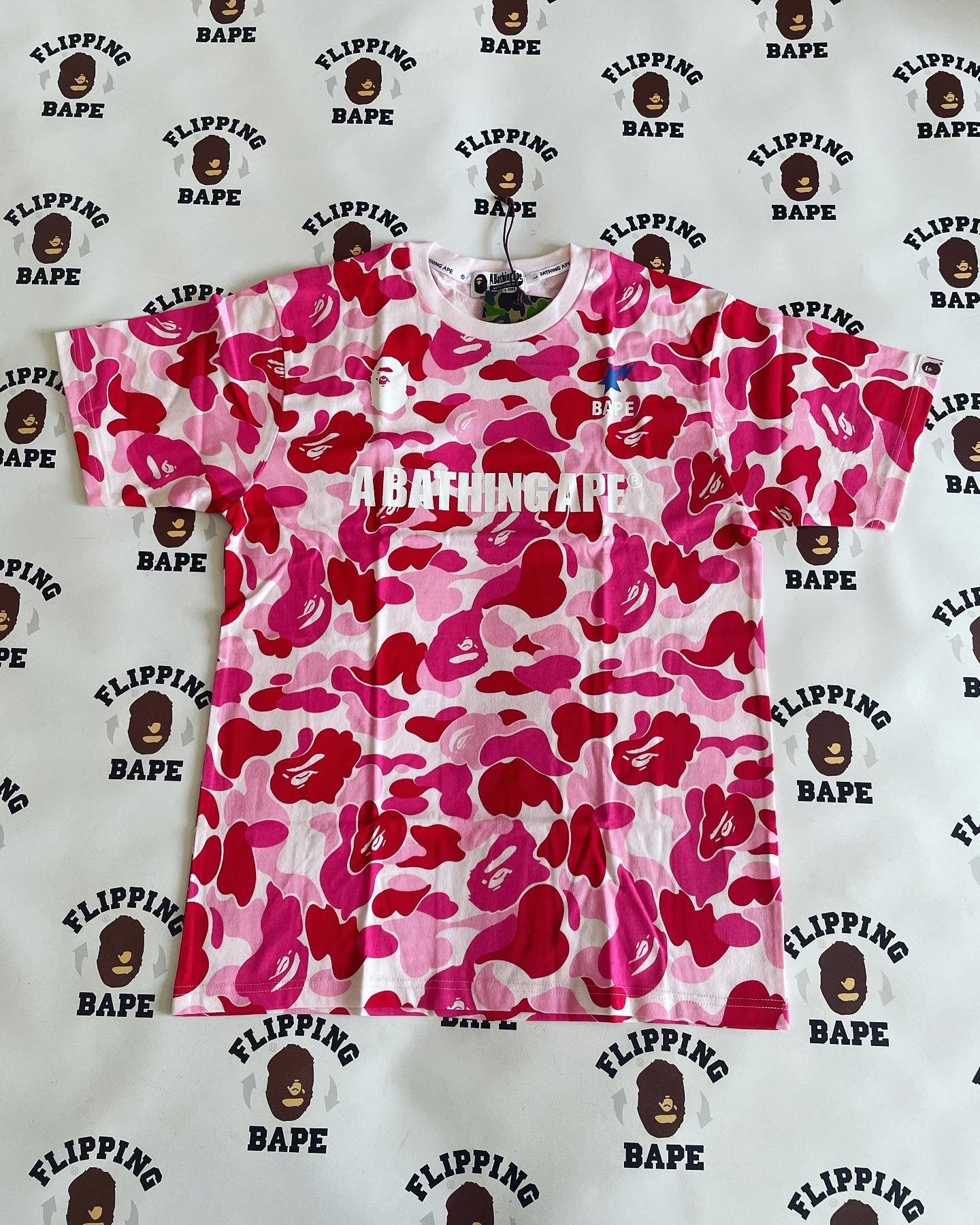 Image of Bape Big Abc Camo A Bathing Ape Tee in Pink, Men's (Size XL)