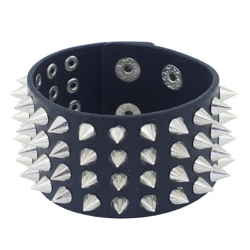 Designer × Leather Cuspidal Spikes Rivet Stud Leather Punk Gothic Bracelet🔥🔥🔥 Size ONE SIZE - 1 Thumbnail