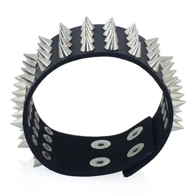 Designer × Leather Cuspidal Spikes Rivet Stud Leather Punk Gothic Bracelet🔥🔥🔥 Size ONE SIZE - 2 Thumbnail