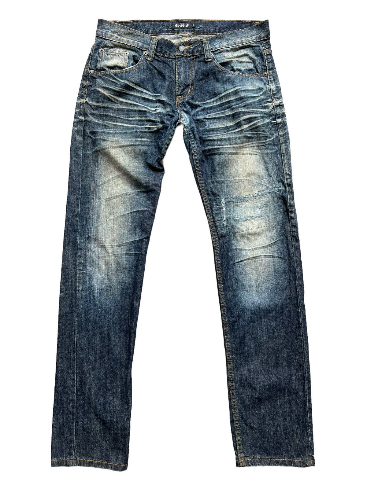 Japanese Brand Distressed Faded Denim Jeans 36x35