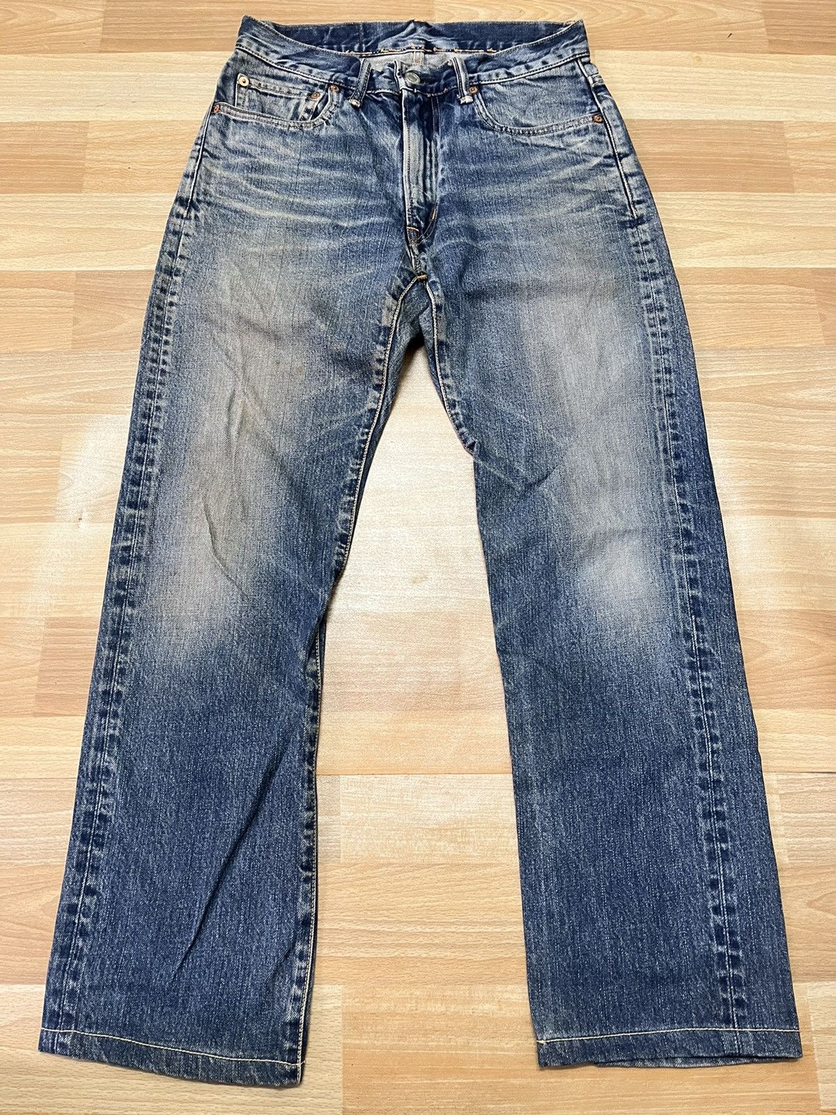 image of Blue Blue Japan x Vintage Blue Blue Vintage Wash Straight Cut Regular Japanase Brand in Black White