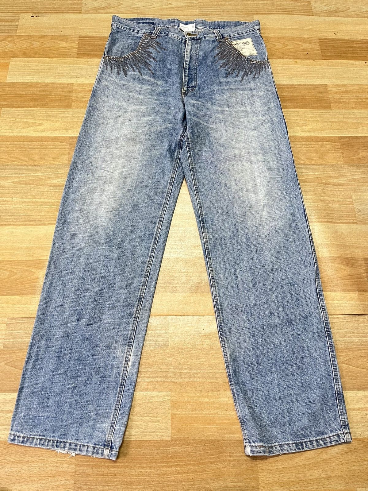 image of Atmos Denim Japanase Straight Cut Brand in Blue/White, Men's (Size 34)