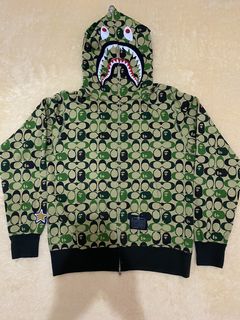 bape coach shark full zip hoodie xl シャーク