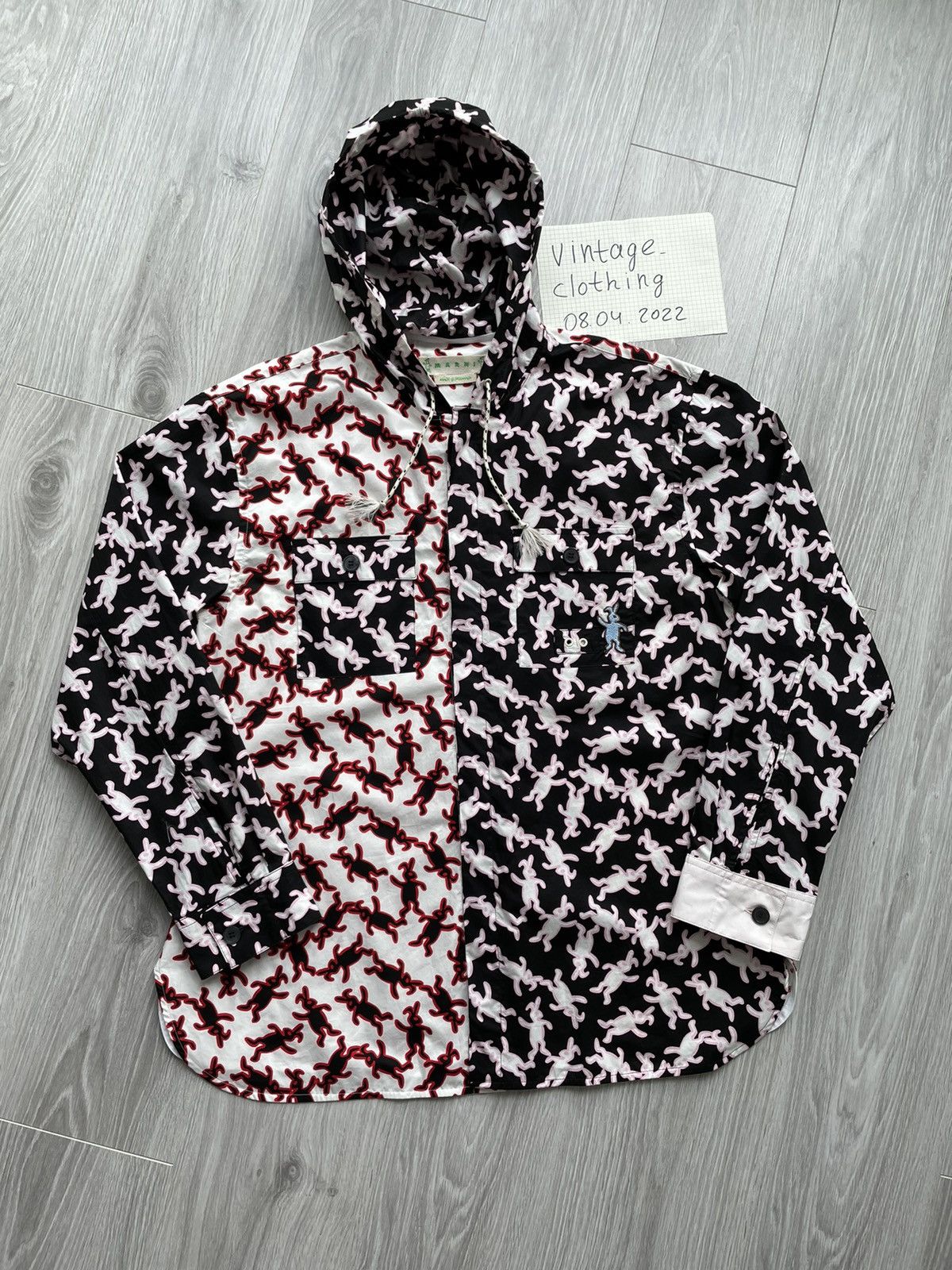 image of Avant Garde x Marni Ss19 Ds Marni Dance Bunny Multicolor Bunny Hooded Over Shirt, Men's (Size Large