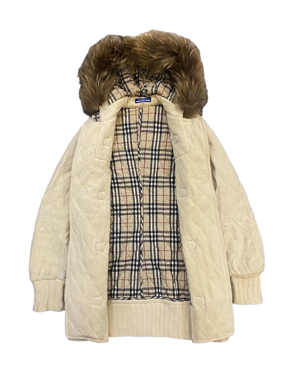 💥Vintage Fur Burberry Novacheck Duffle Coat Jacket
