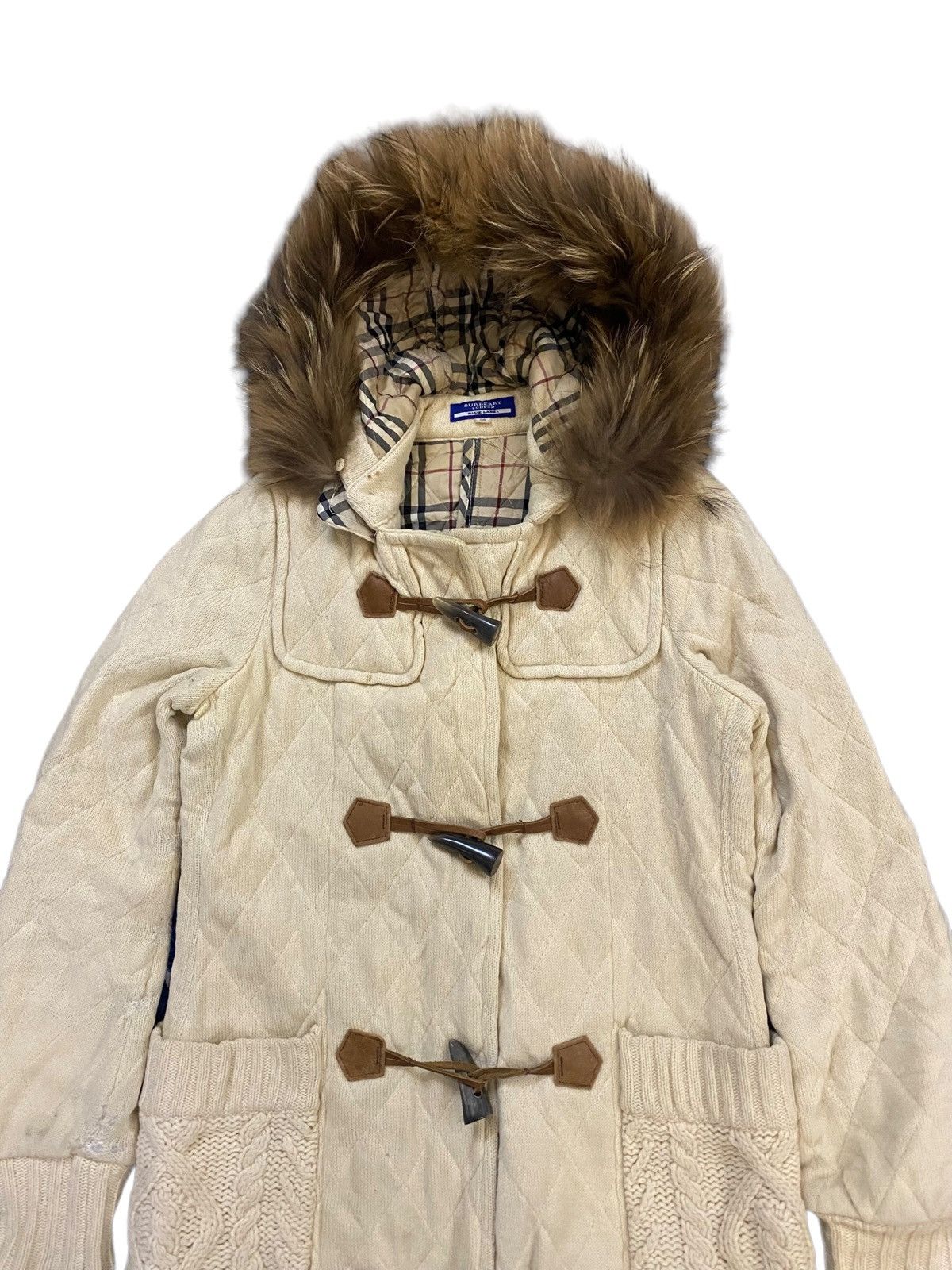 Burberry 💥Vintage Fur Burberry Novacheck Duffle Coat Jacket Size XS / US 0-2 / IT 36-38 - 14 Thumbnail