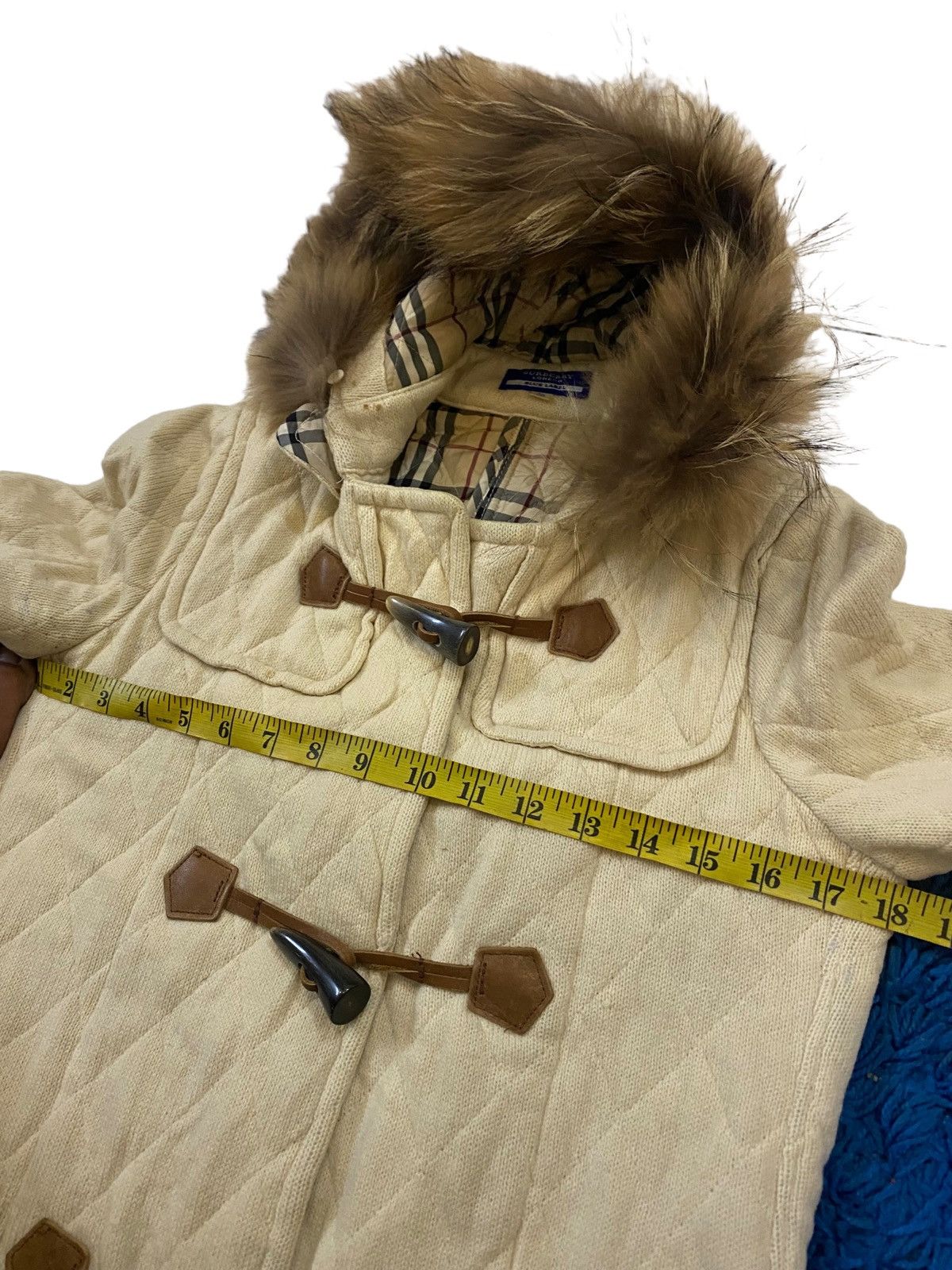 Burberry 💥Vintage Fur Burberry Novacheck Duffle Coat Jacket Size XS / US 0-2 / IT 36-38 - 10 Thumbnail