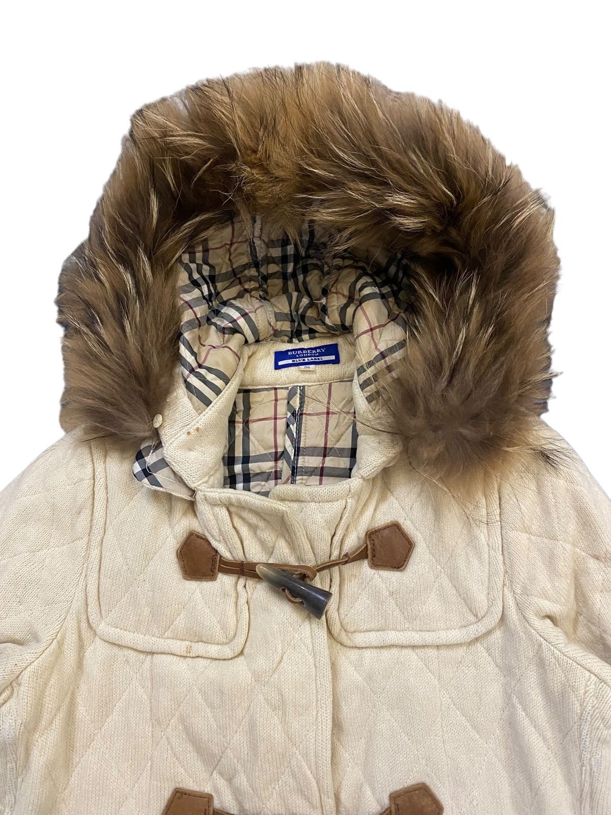 Burberry 💥Vintage Fur Burberry Novacheck Duffle Coat Jacket Size XS / US 0-2 / IT 36-38 - 13 Thumbnail