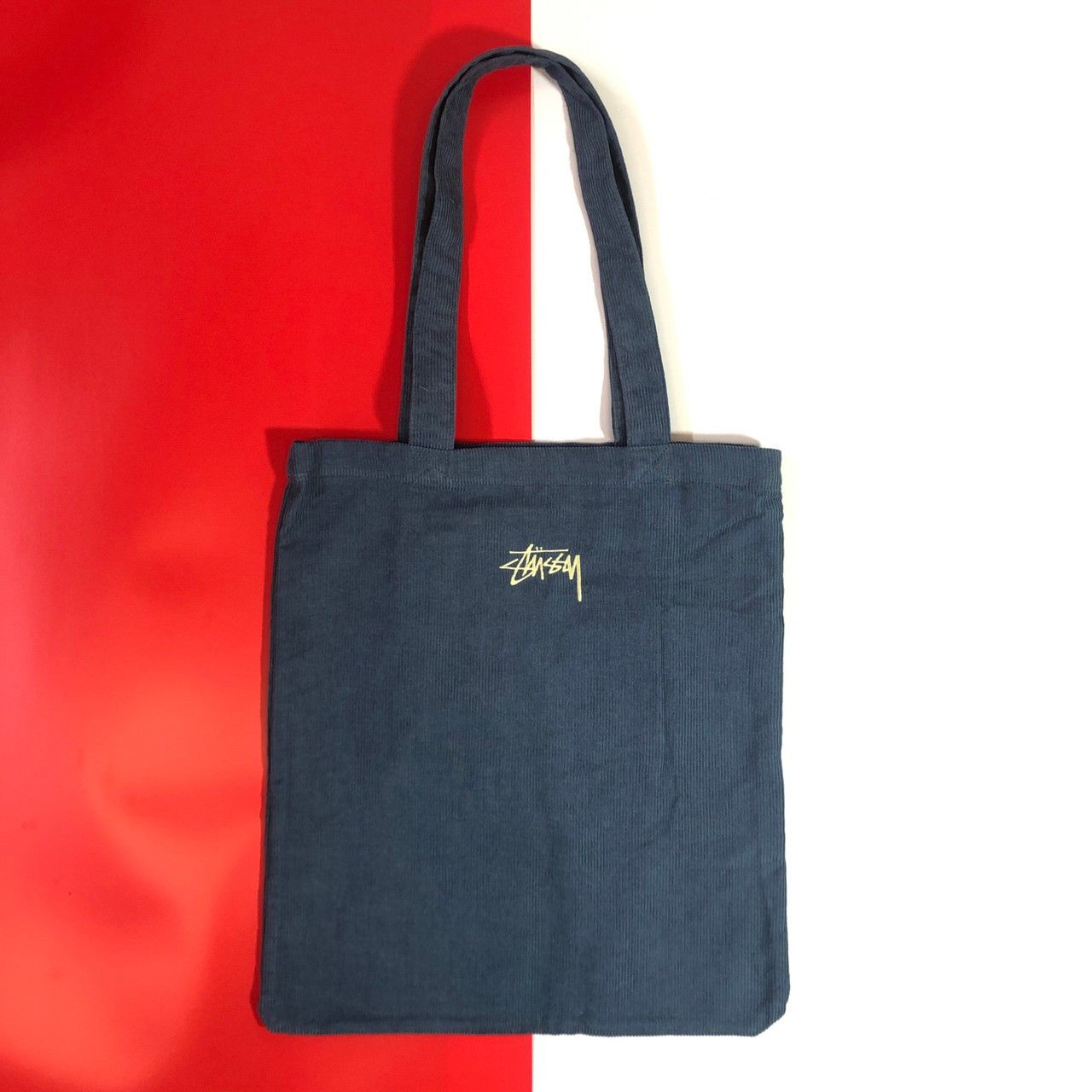 image of Stussy Logo Corduroy Washed Totebag in Teal, Men's