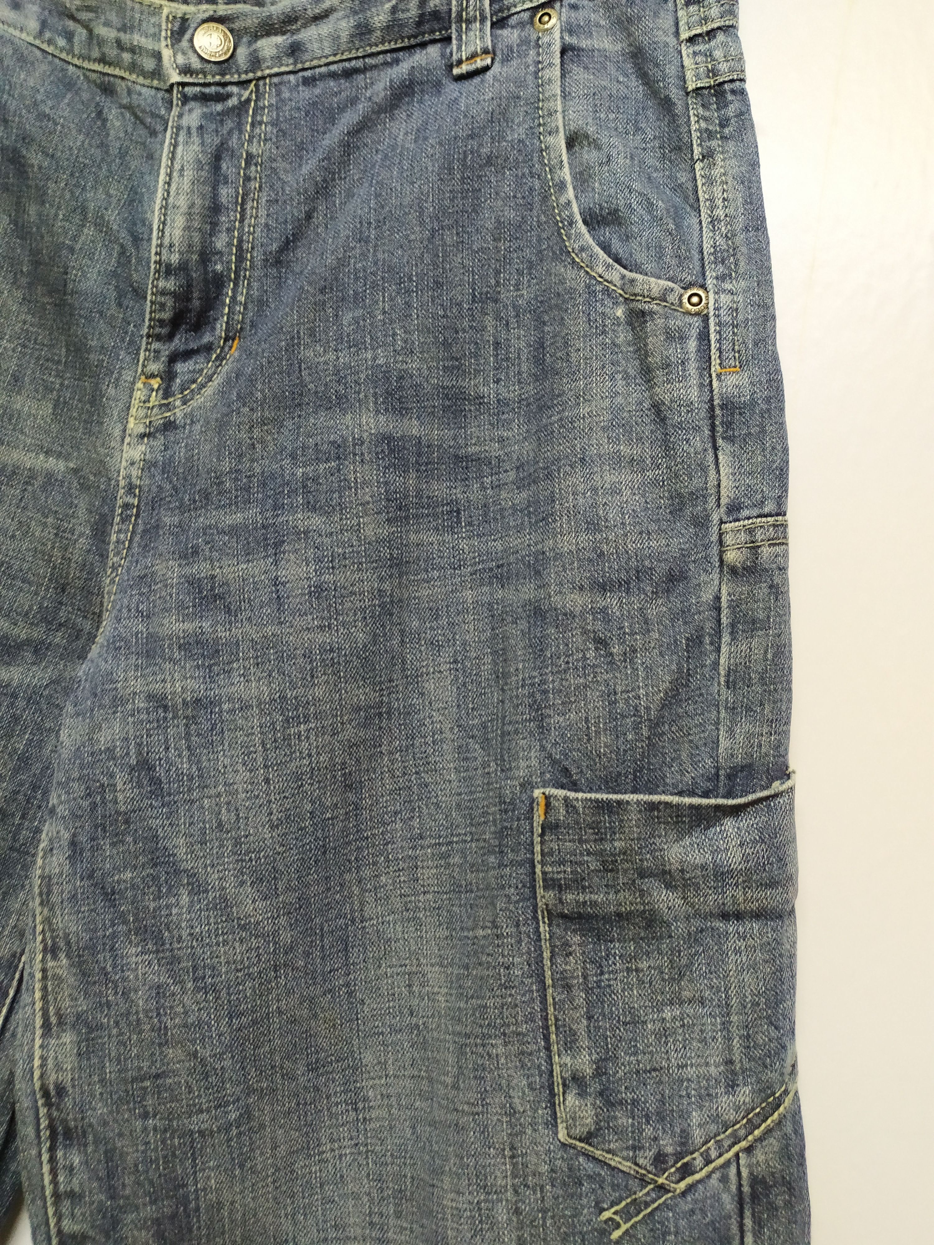 Japanese Brand Authentic Denim faded Cargo Pants Size US 30 / EU 46 - 3 Thumbnail