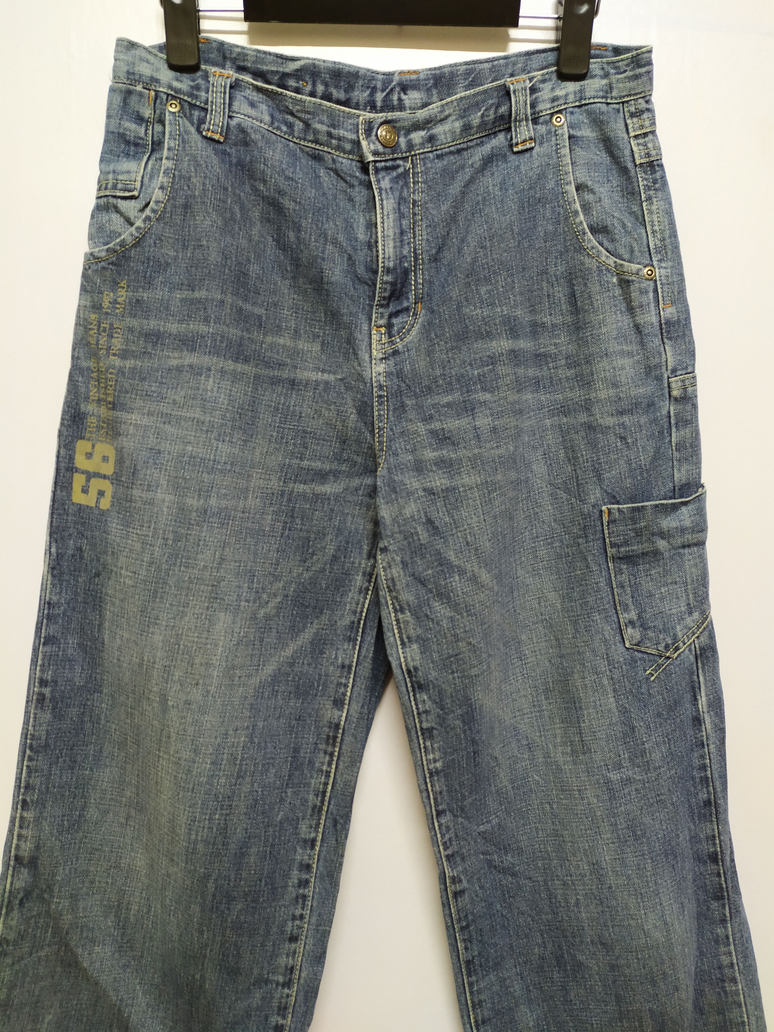 Japanese Brand Authentic Denim faded Cargo Pants Size US 30 / EU 46 - 2 Thumbnail