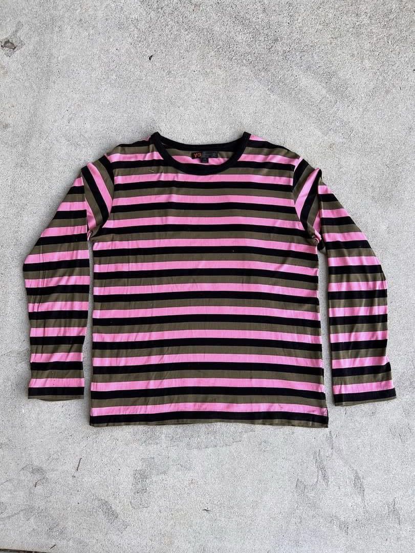 Tシャツ・カットソー Yohji Yamamoto COTTON JERSEY FUSED STRIPE LONGSLEEVED TSHIRT COTTON JERSEY FUSED STRIPE LAYERED LONG-SLEEVED T-SHIRT(M