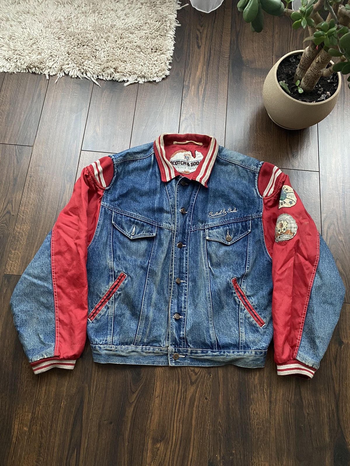 Scotch & Soda Scotch & Soda Denim bomber Jacket distressed style Size US XL / EU 56 / 4 - 3 Thumbnail