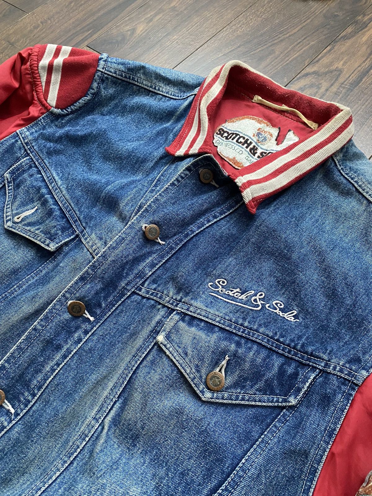 Scotch & Soda Scotch & Soda Denim bomber Jacket distressed style Size US XL / EU 56 / 4 - 4 Thumbnail