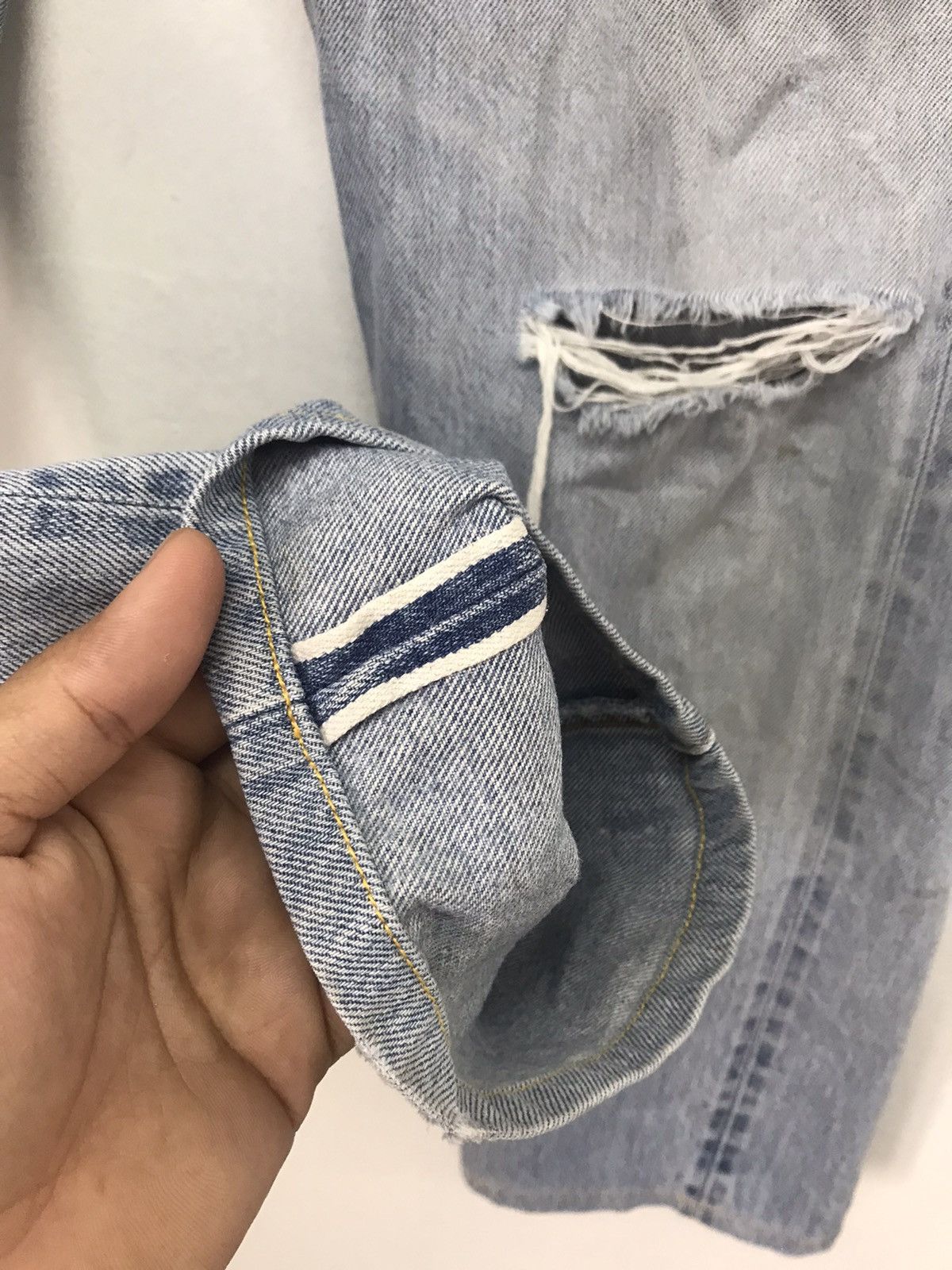 Levi's Vintage 70s Levis Rindem 524 Selvege Distressed Denim Size US 34 / EU 50 - 8 Thumbnail