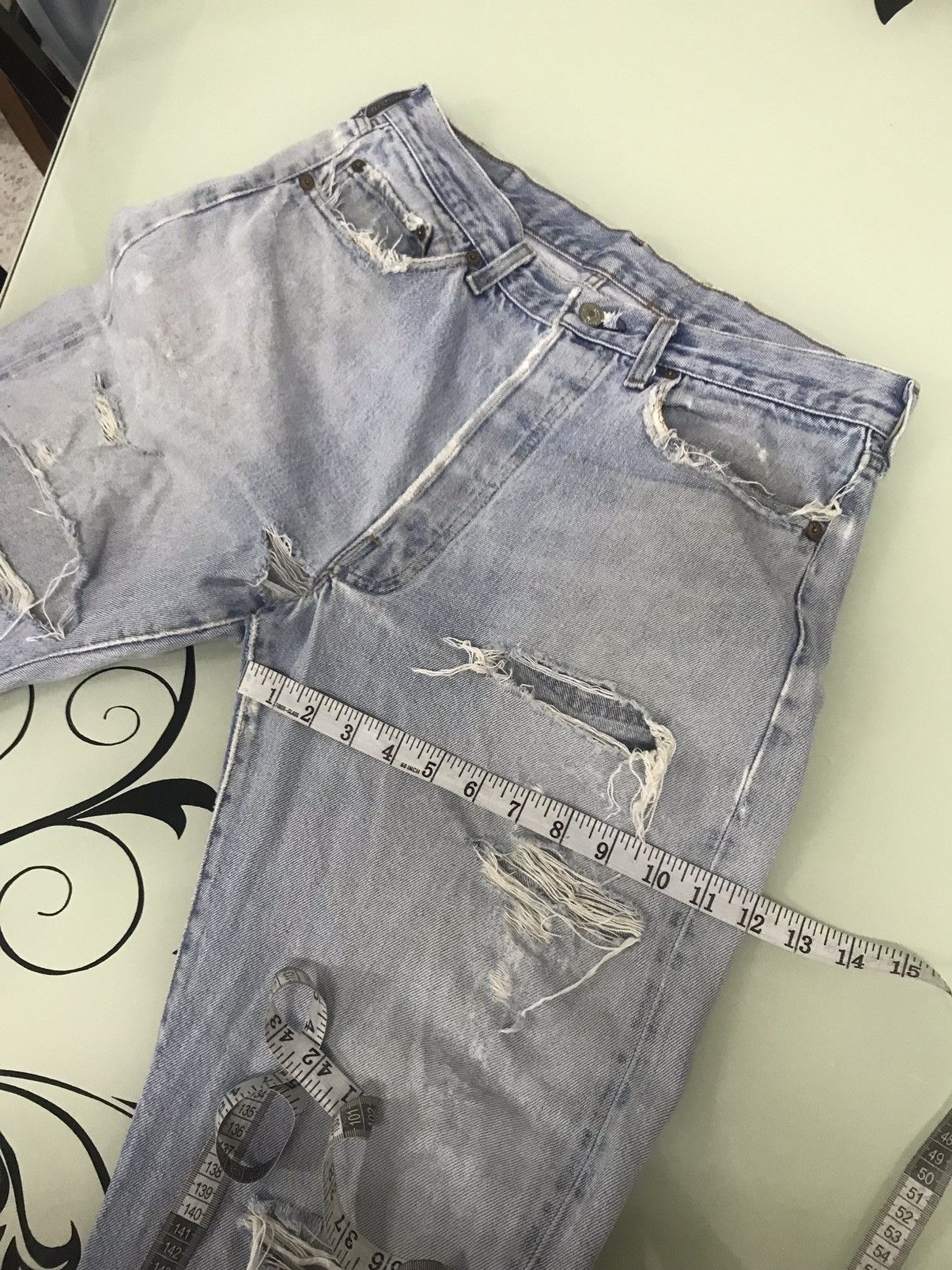 Levi's Vintage 70s Levis Rindem 524 Selvege Distressed Denim Size US 34 / EU 50 - 20 Thumbnail