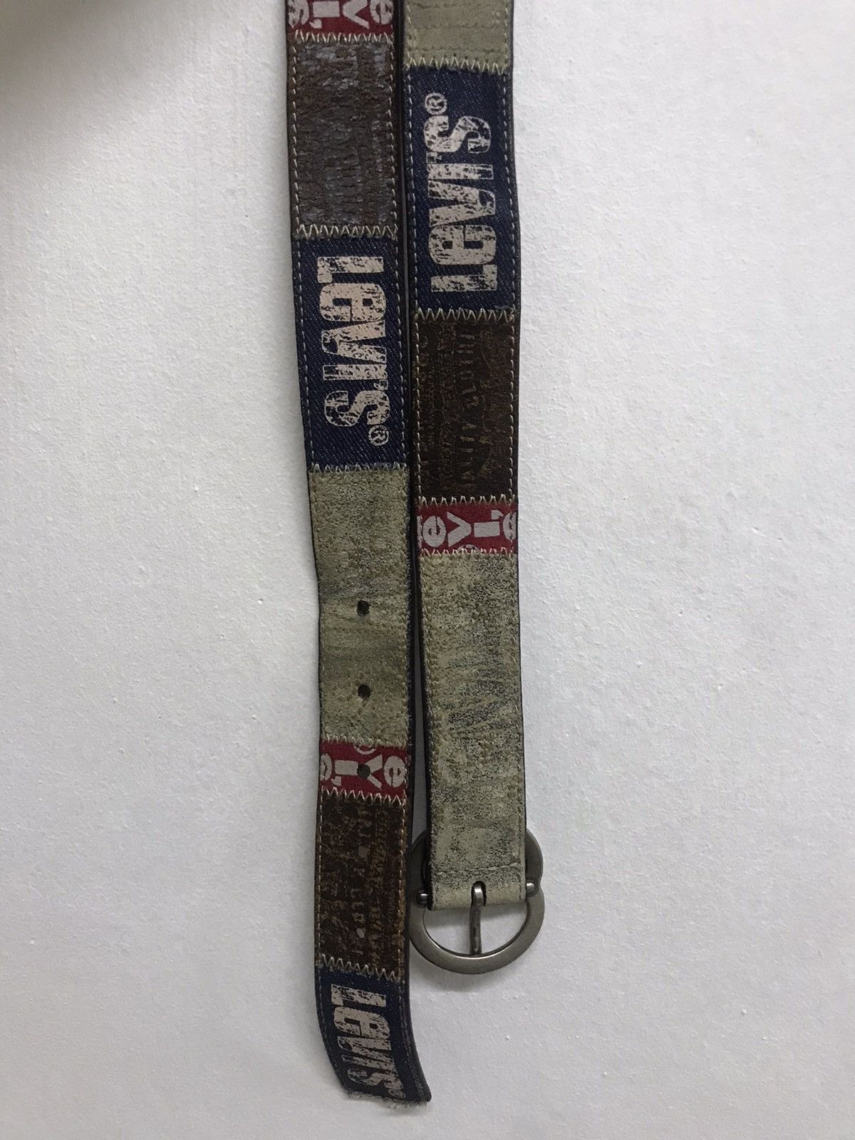 Levi's Vintage Levis Patchwork Style Leather Belt Size 32 - 5 Thumbnail
